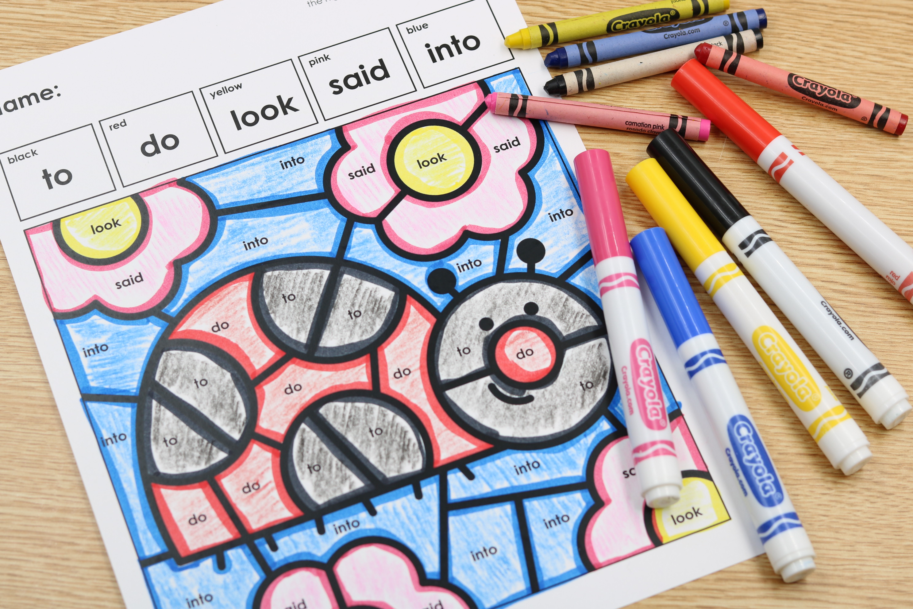 April spring color by code high frequency words freebie