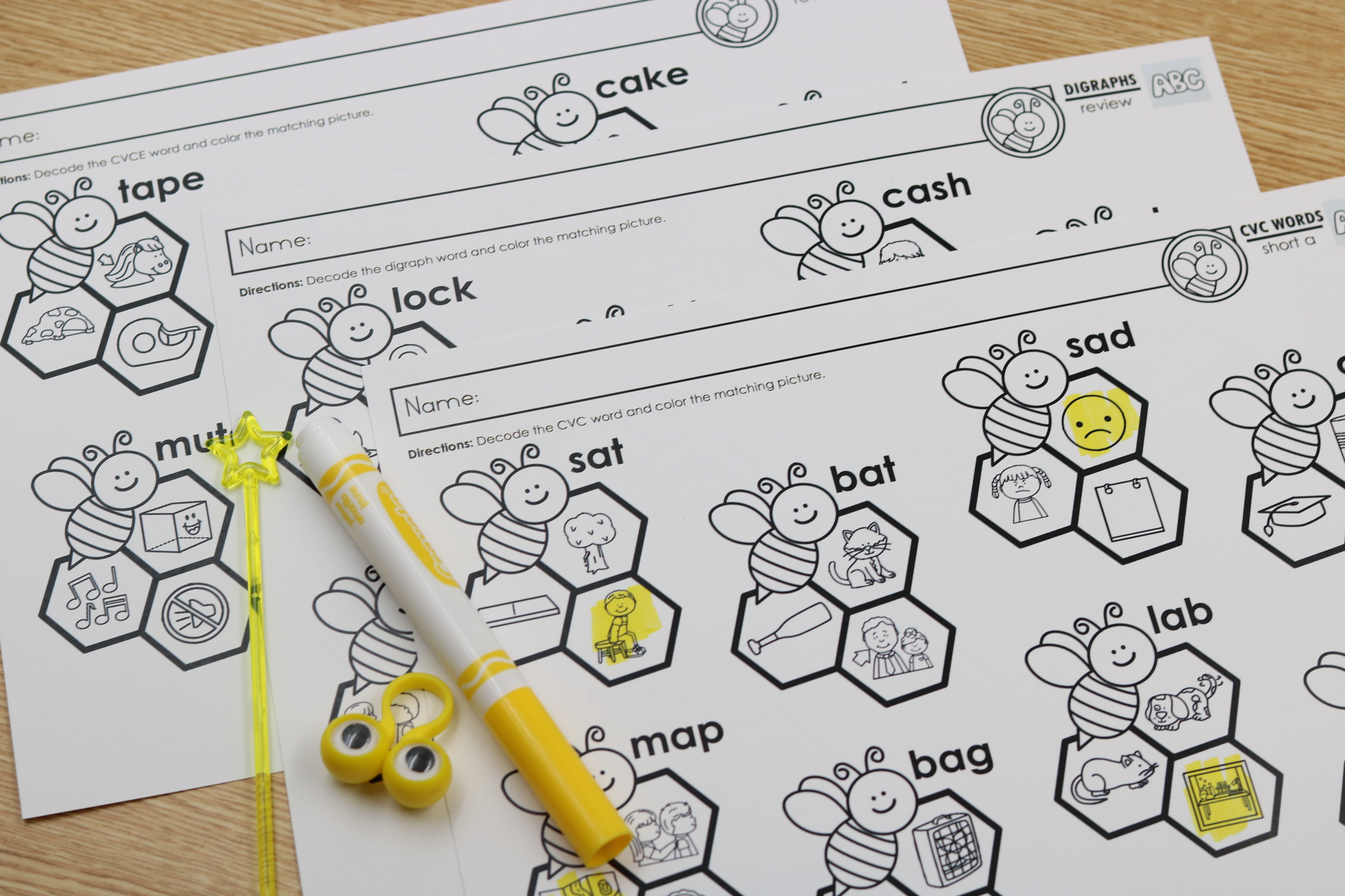April spring phonics and math printables freebie