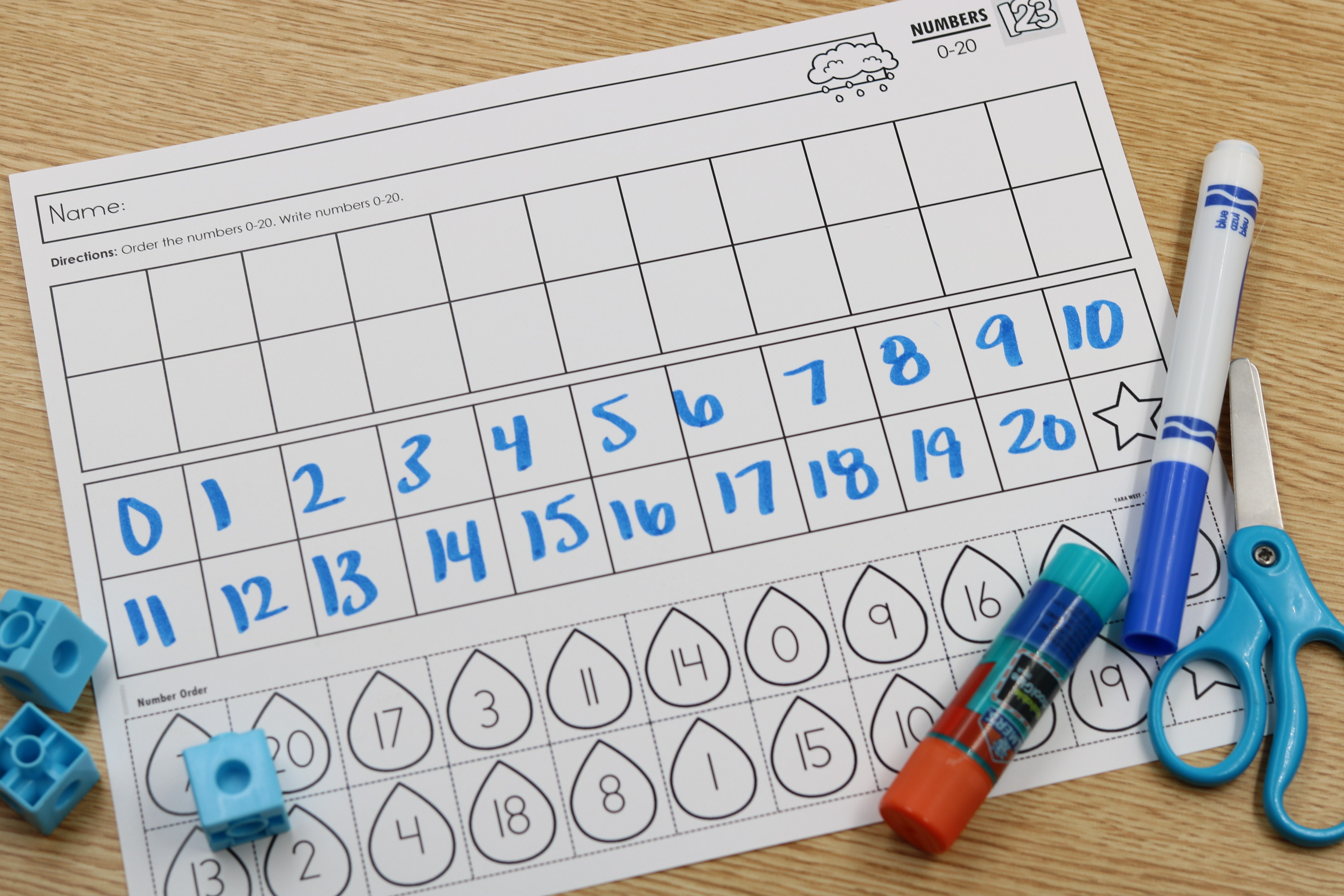 April spring number ordering raindrop printables freebie