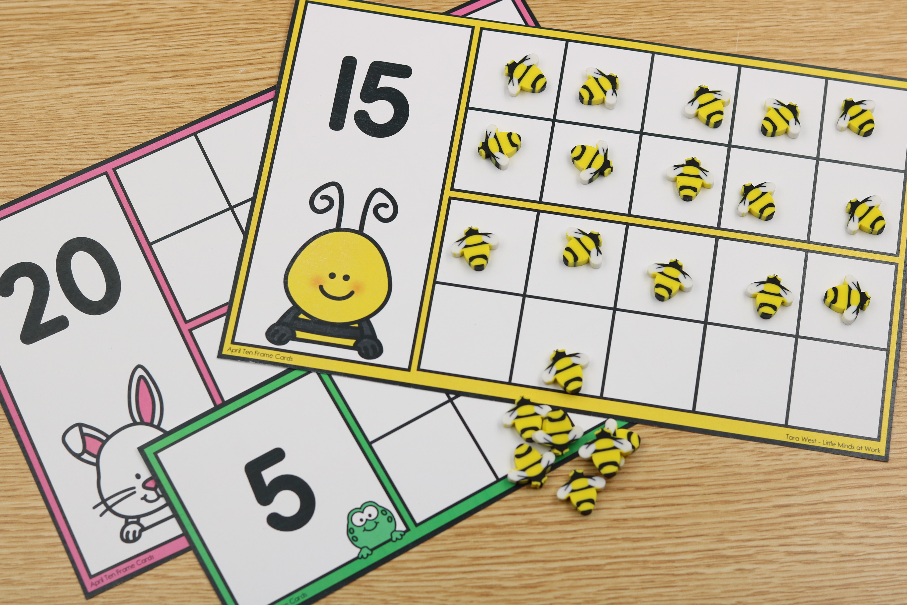 April spring ten frame builders frogs bees rabbits freebie