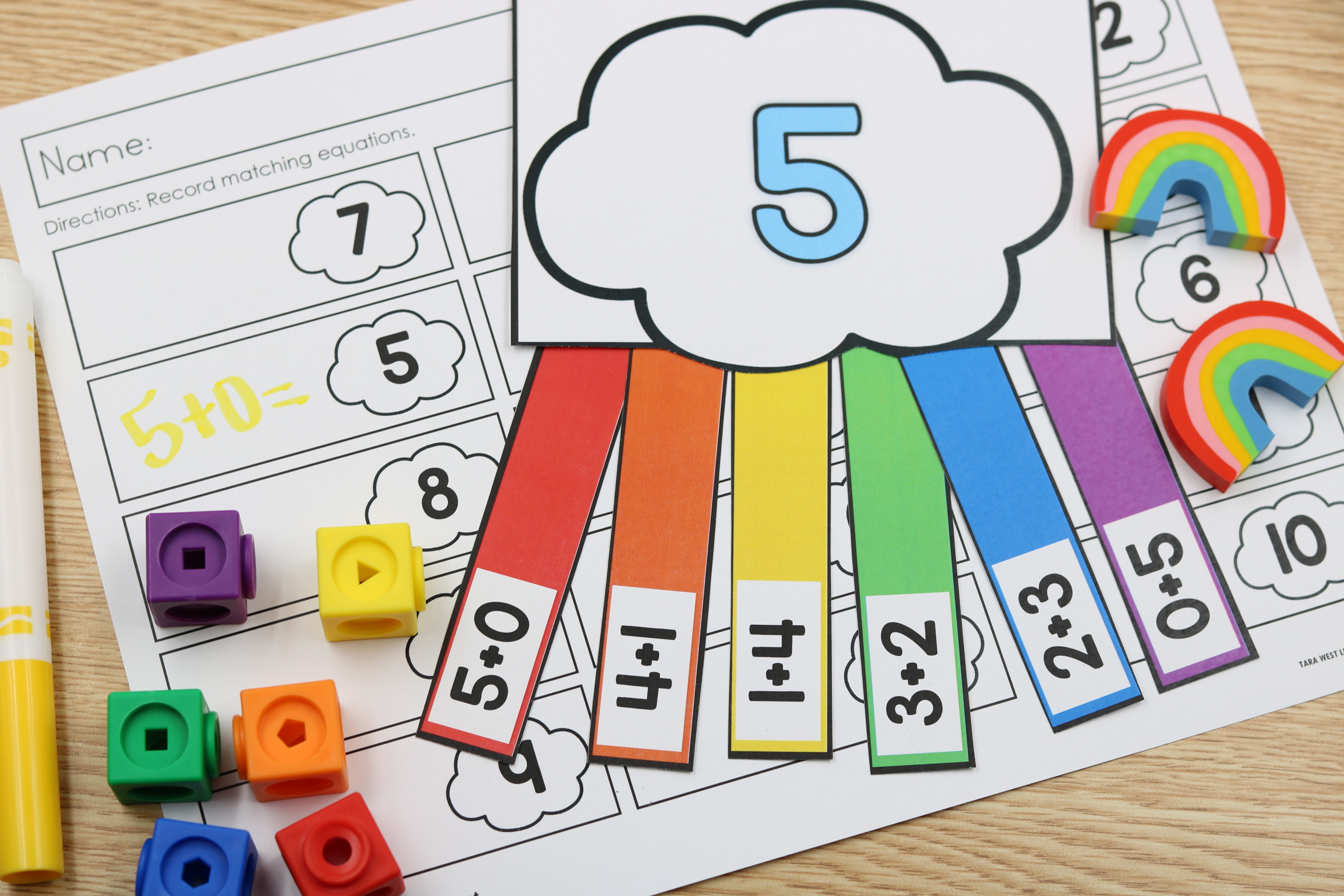 April spring rainbow equation match ups freebie