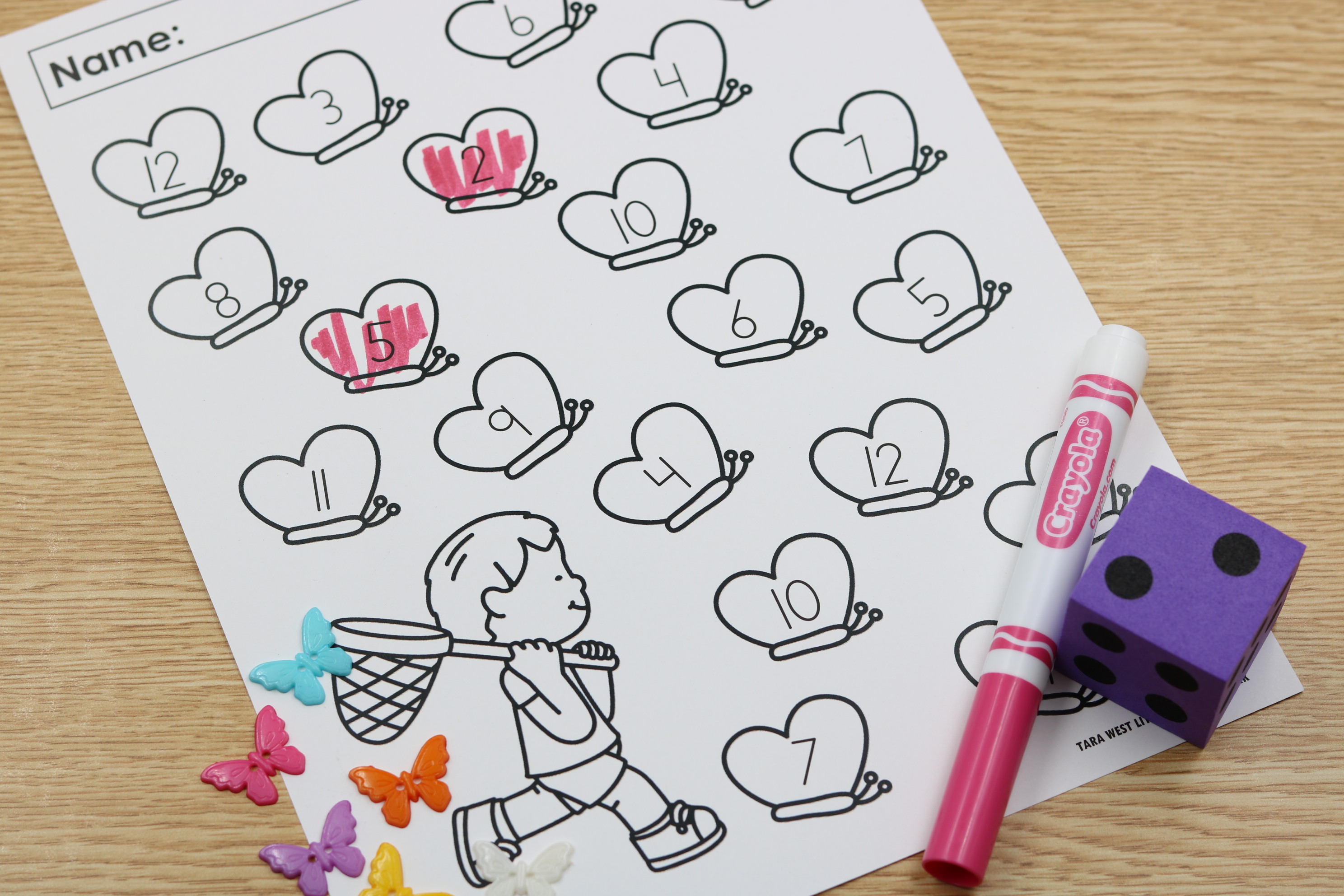 April spring butterfly roll and cover math center freebie