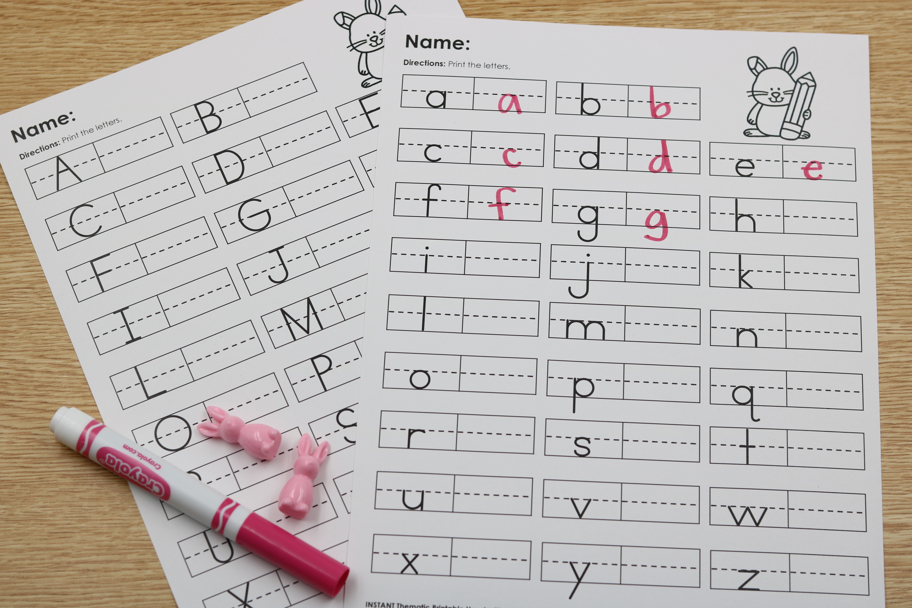 April spring handwriting letters uppercase lowercase tracing freebie