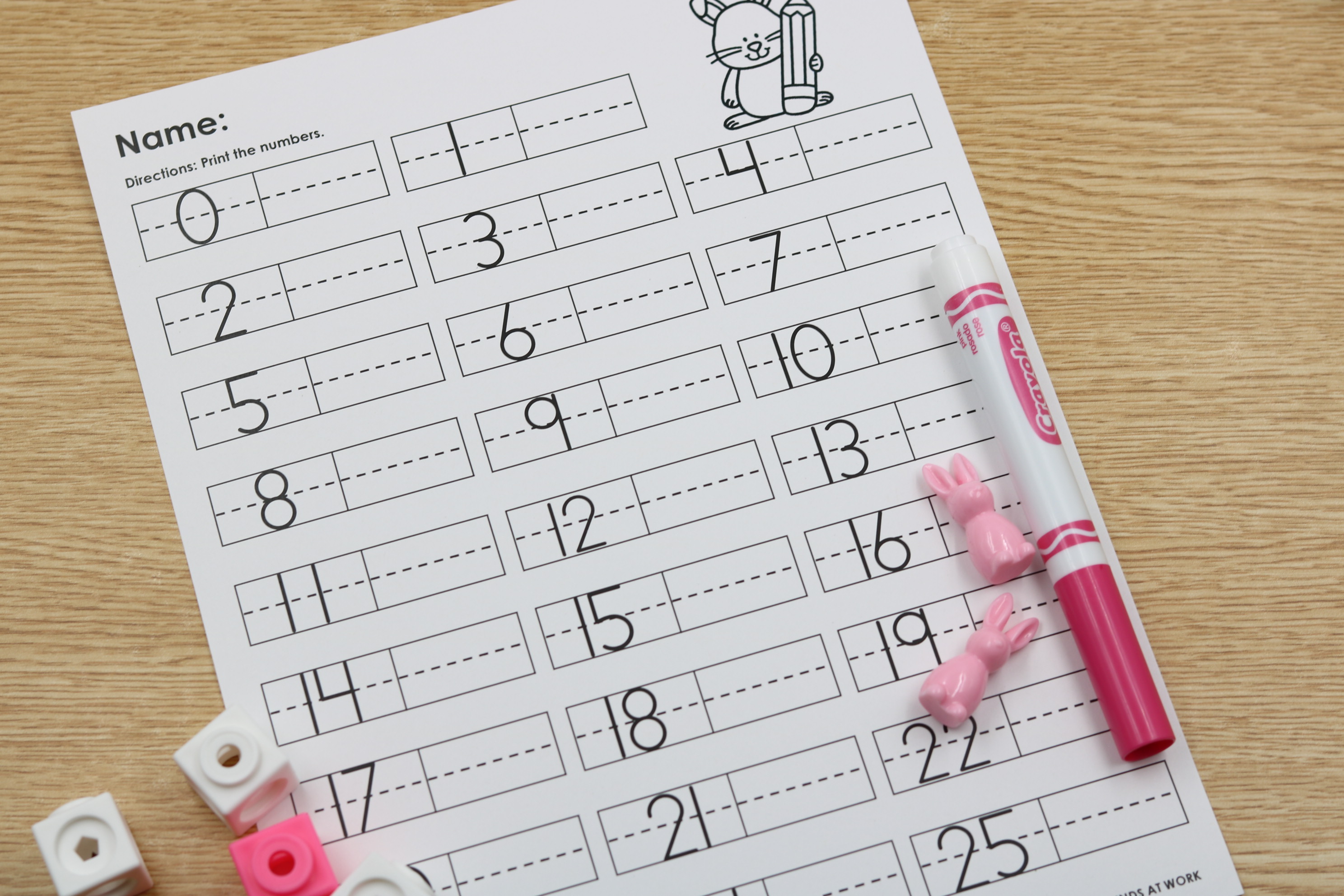 April spring number handwriting 1-25 and 1-10 tracing freebie