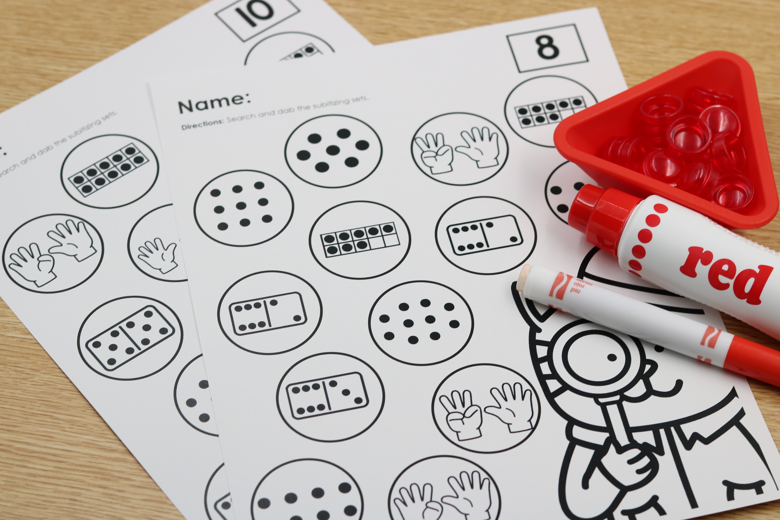 Collection of number sense activities focused on counting, subitizing, number recognition, and foundational math skills.