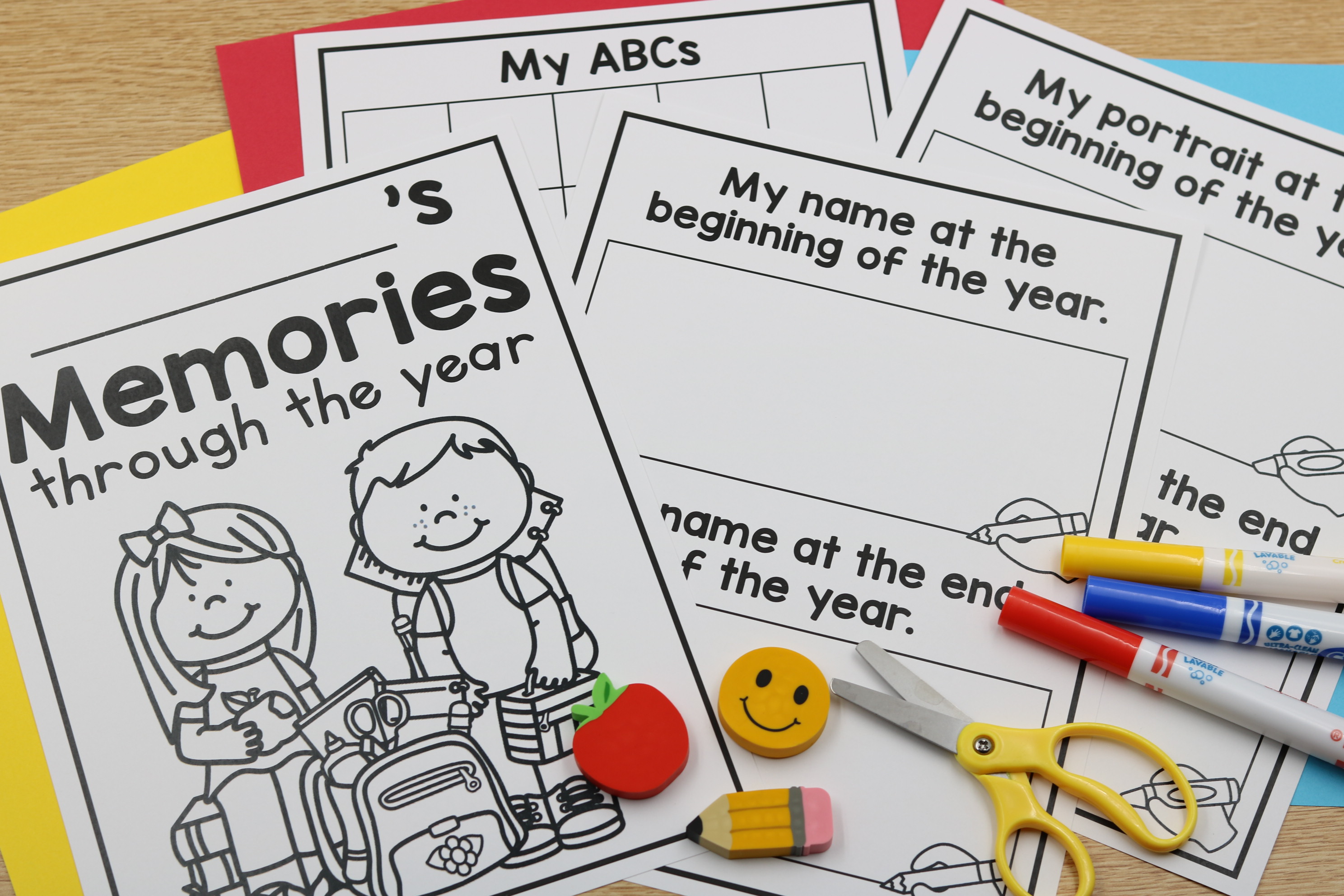 back to school memory book as students complete their portrait, favorite, and skills at the beginning of the year