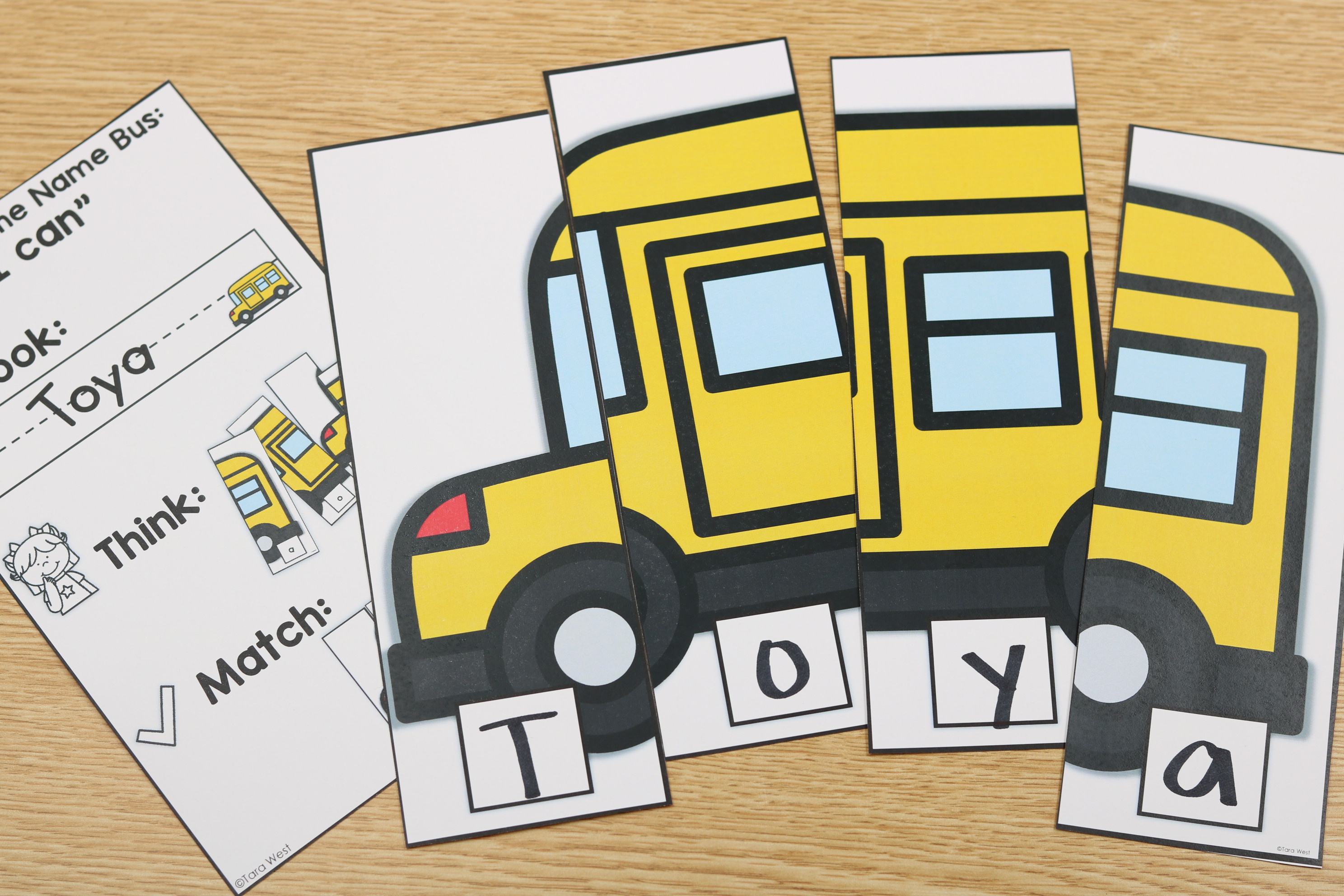 students build their name using the bus themes name puzzler for back to school