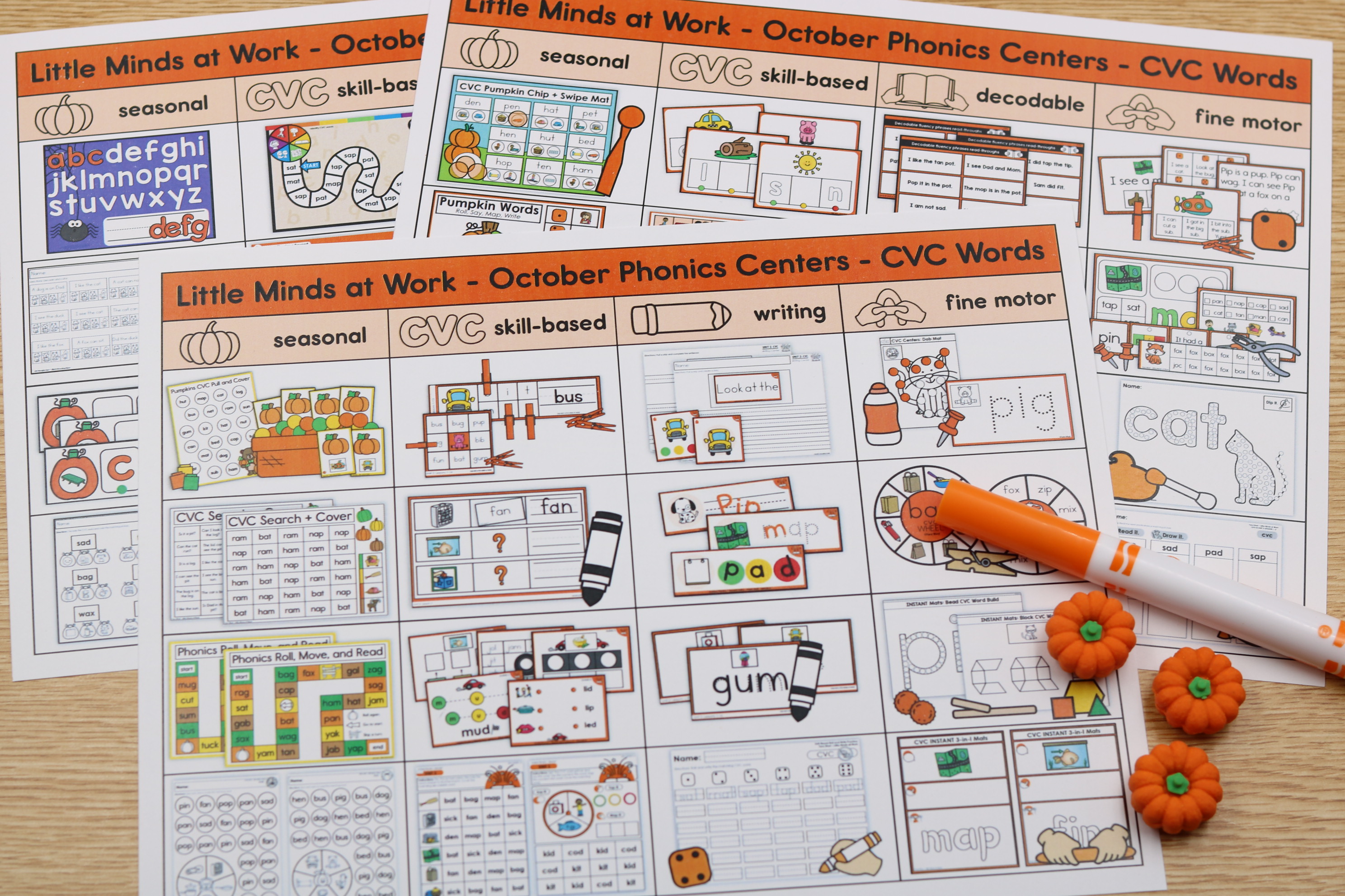 center fall cvc roadmaps for kindergarten