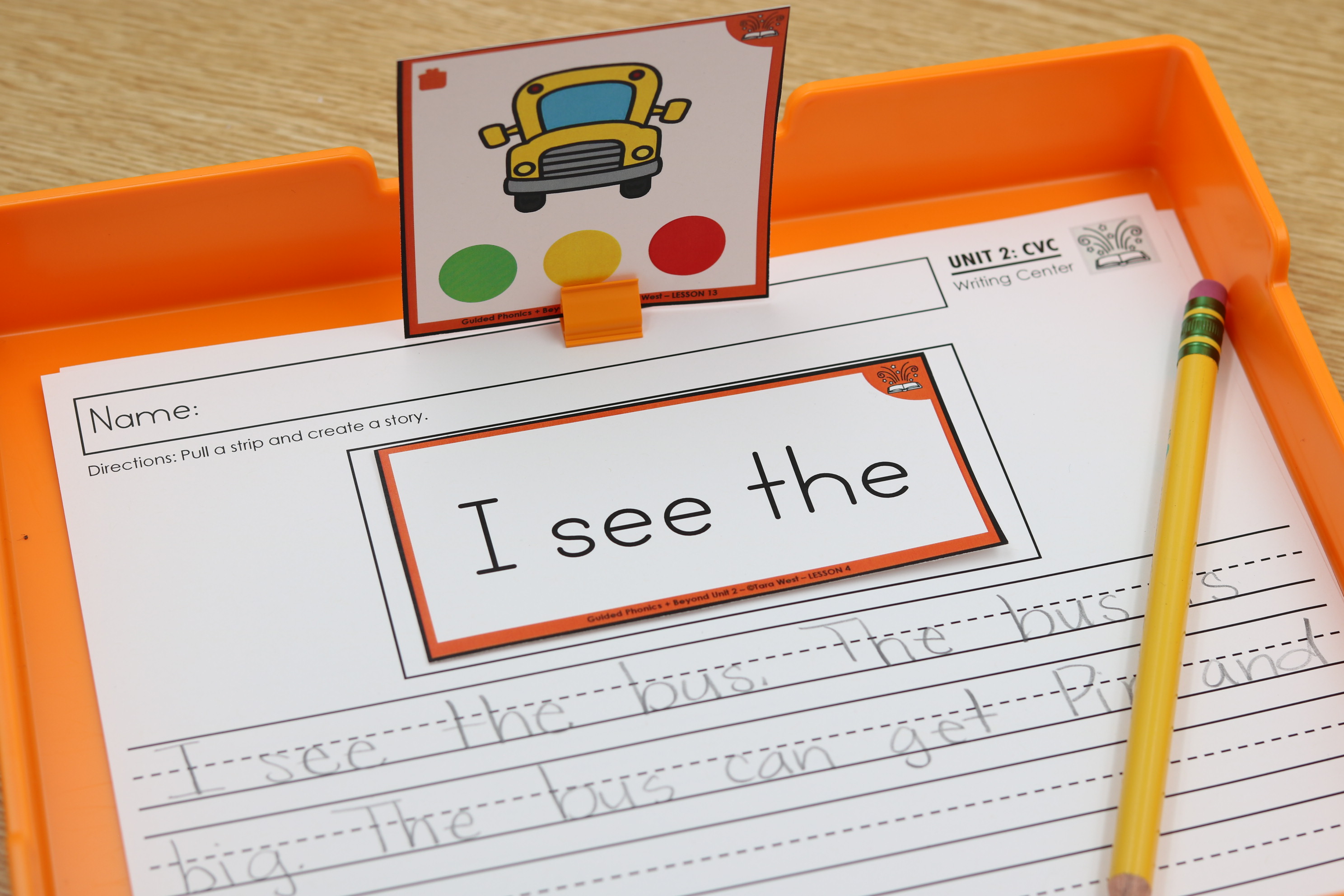 CVC build a sentence writing center for phonics