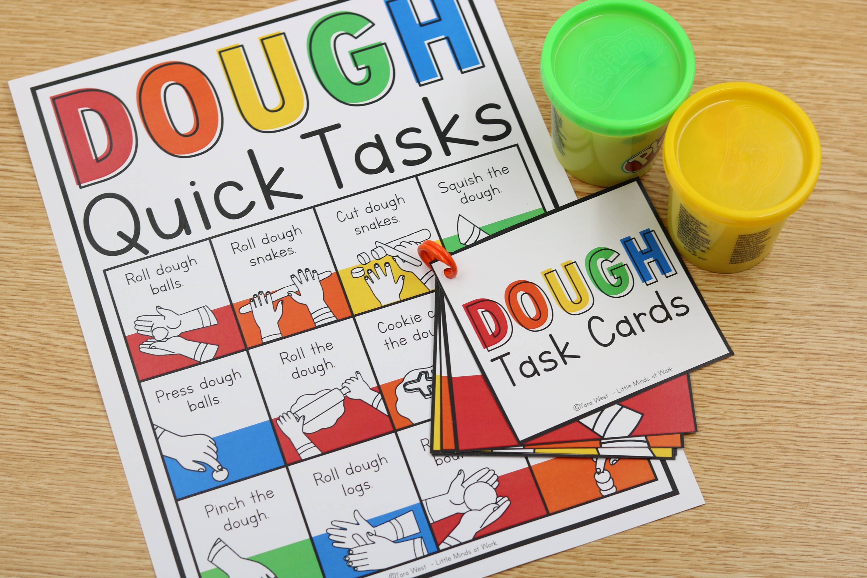 students roll, cut, squish, and pinch dough and playdoh for back to school center