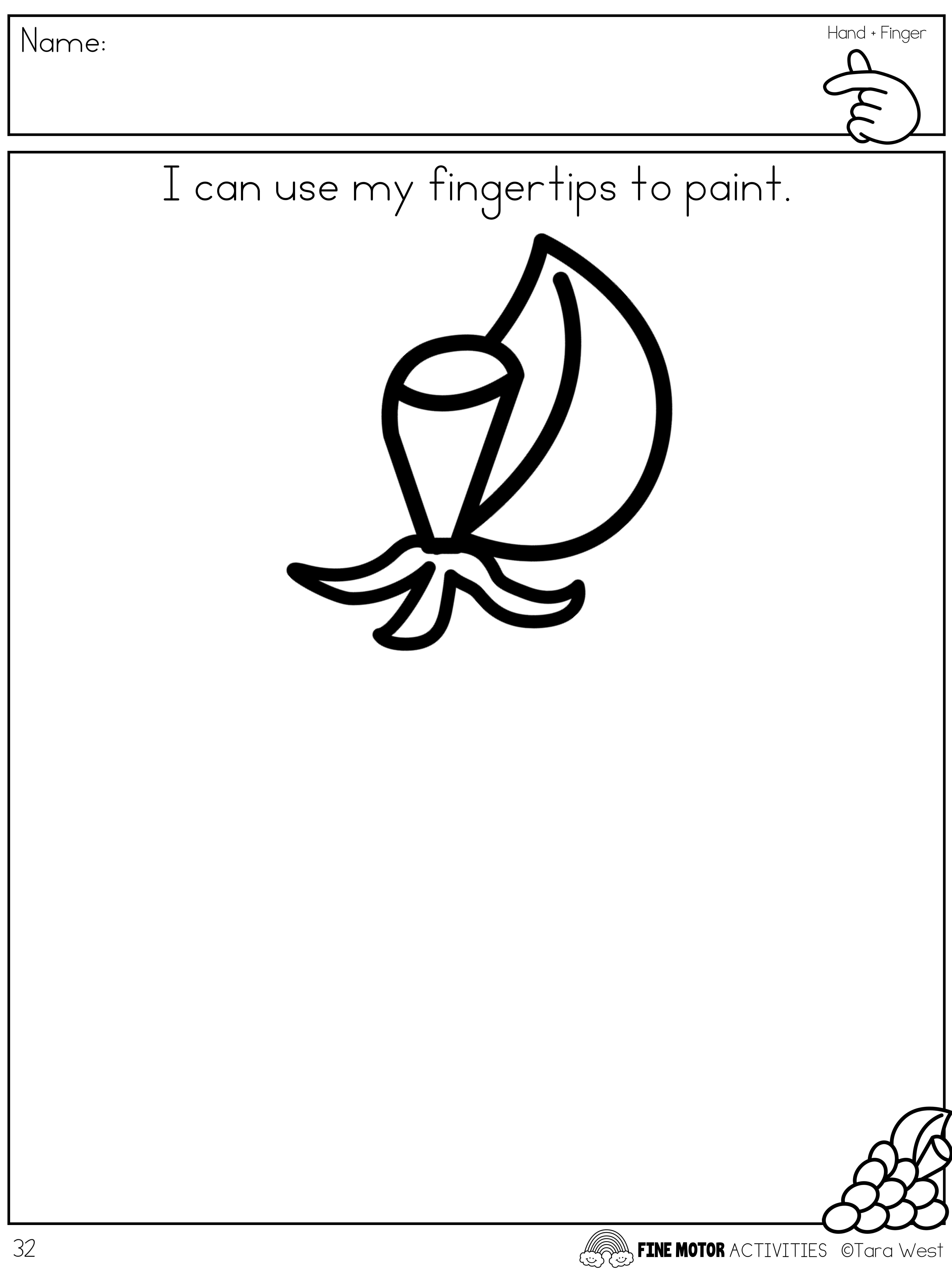 Kindergarten worksheet for fine motor students use fingerprints to finish the picture