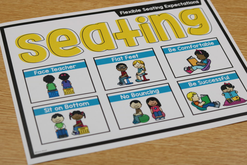 Free flexible seating classroom poster with rules for student success
