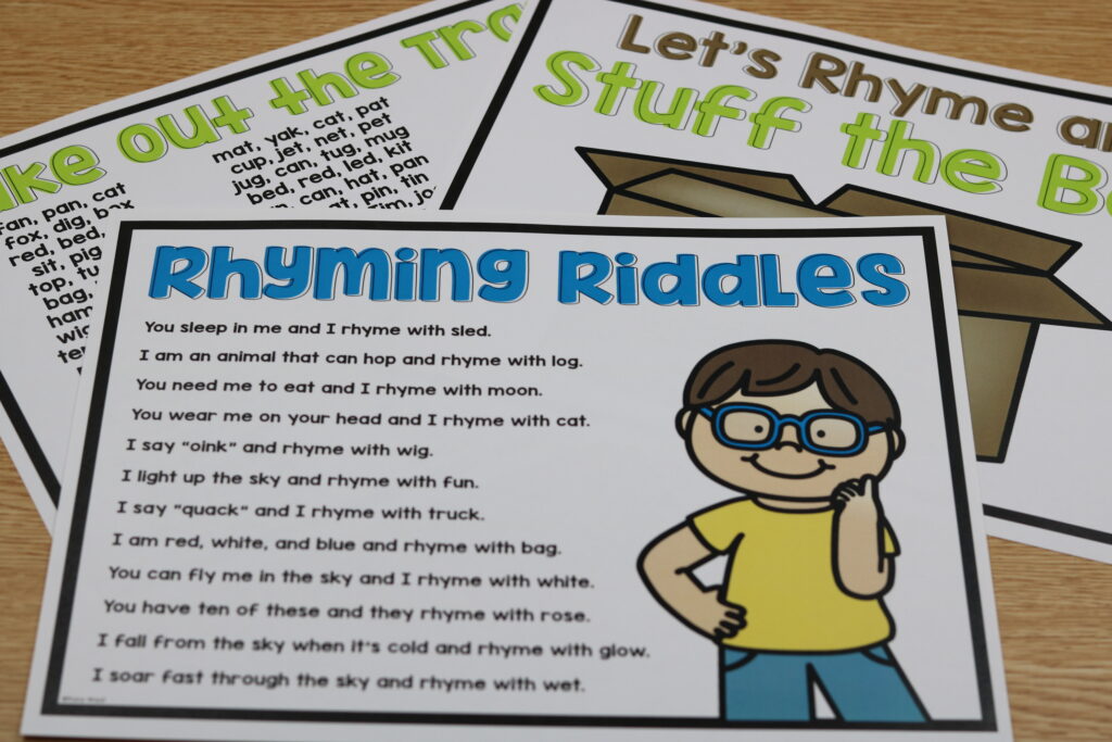 Free rhyming riddles for back to school fun