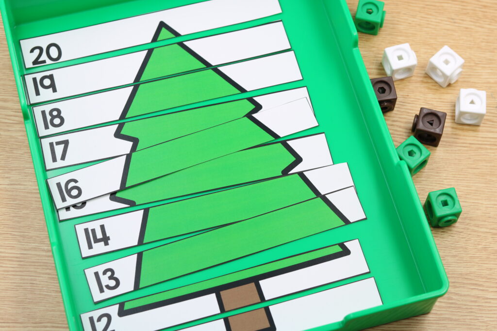Free December math puzzlers for numbers 1–20