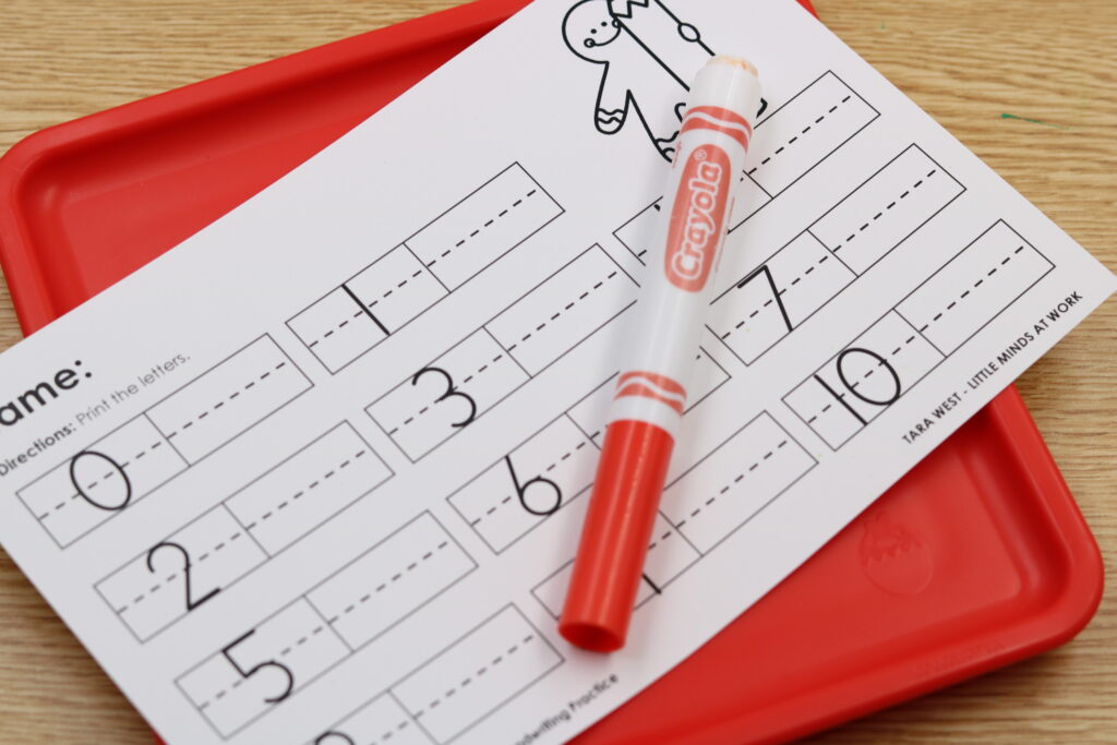 Free December math handwriting worksheets for number formation