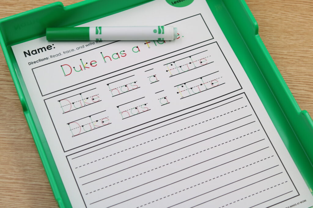 Free CVCe handwriting sheets for tracing and writing silent e sentences.