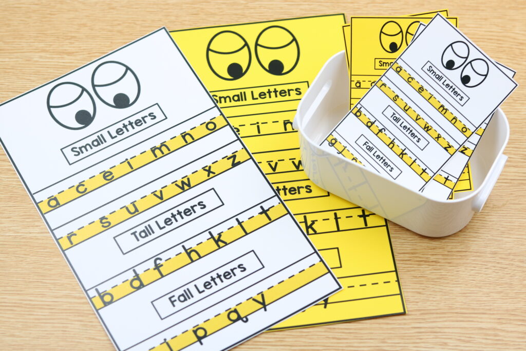 Alphabet handwriting poster with tall, small, and fall letters visual reference for students