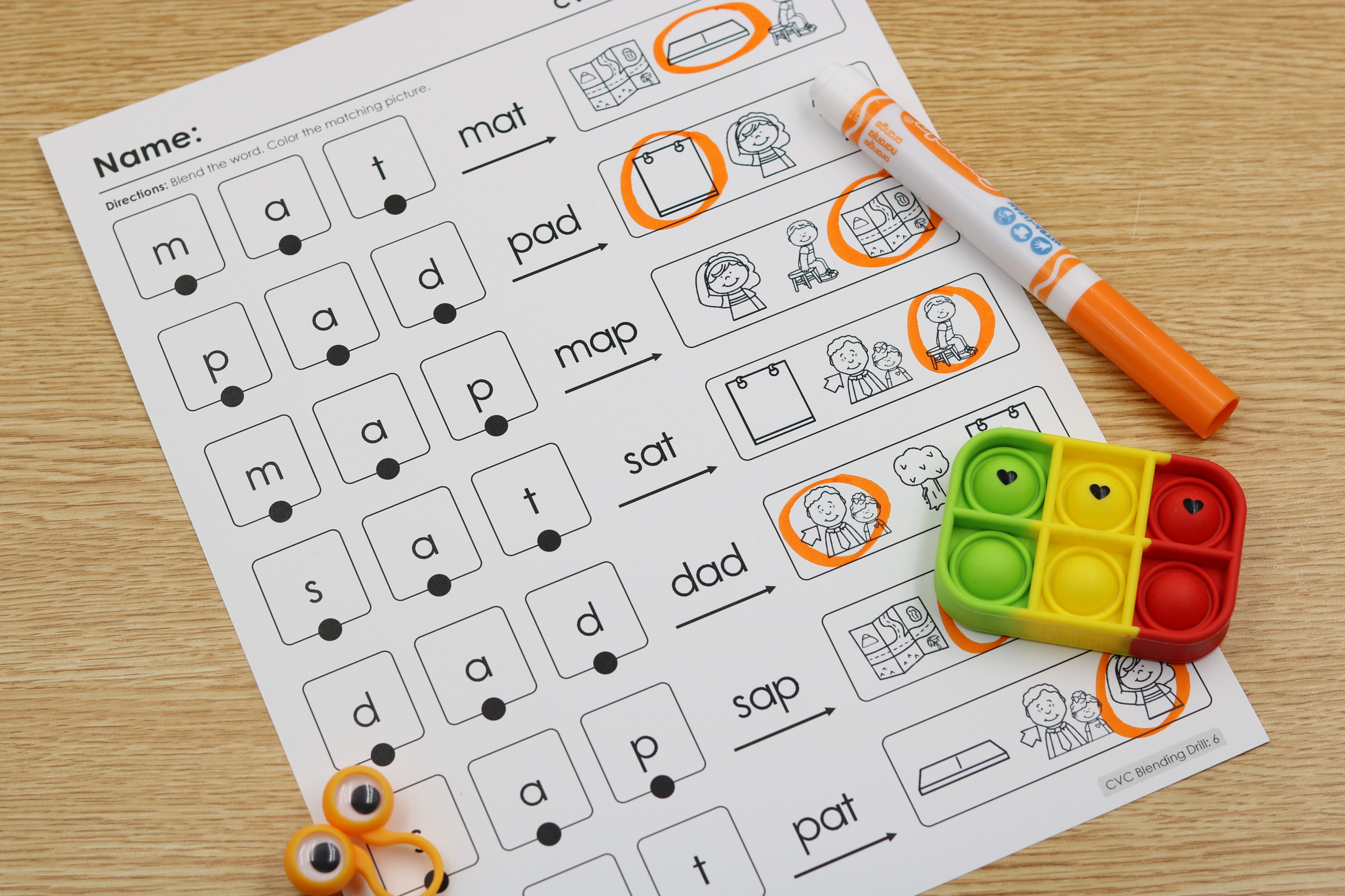 CVC blending printables science of reading.