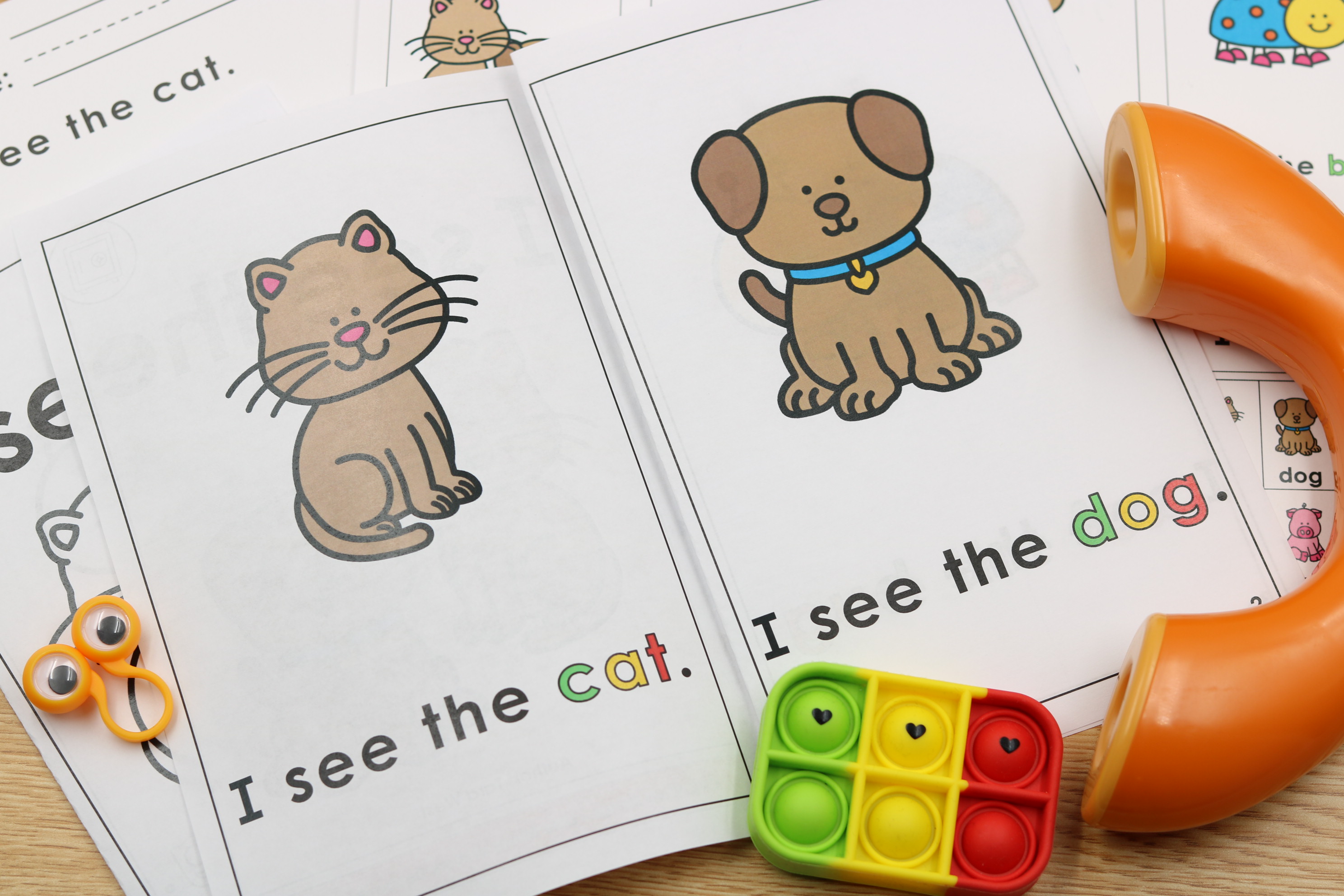 Kindergarten CVC beginner word strings high frequency words decodables small group decodable books.