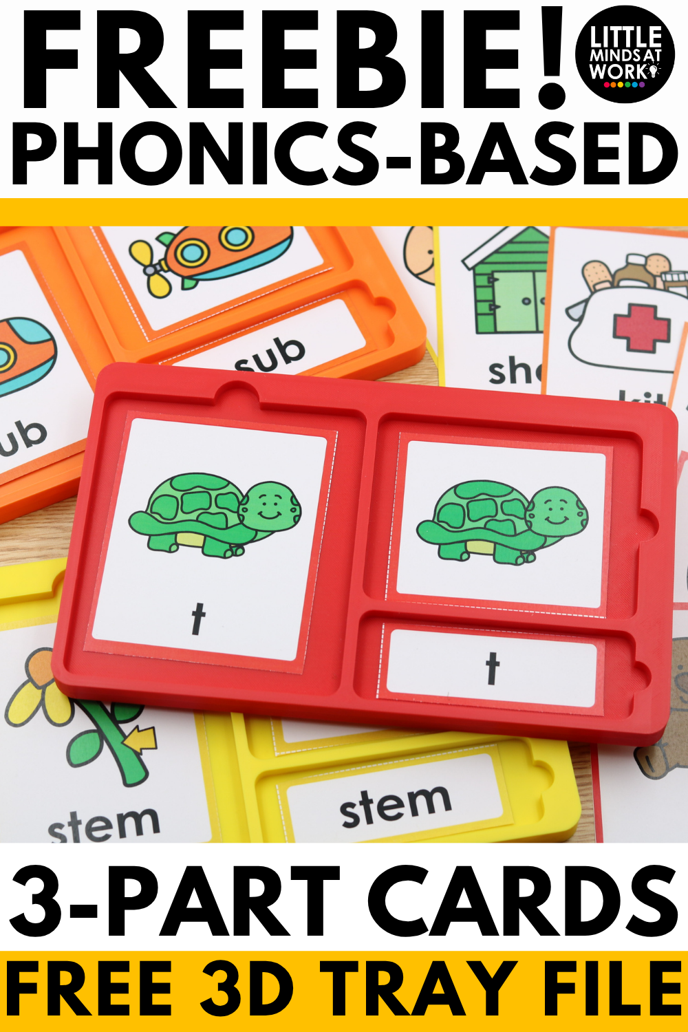 Phonics 3-part self-correcting cards for independent literacy centers