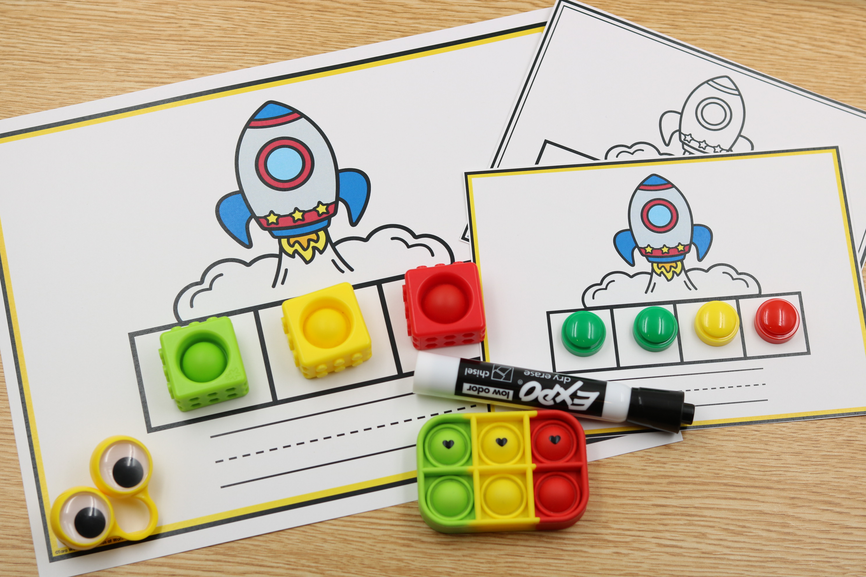 Free space mapping mats with hand2mind manipulatives