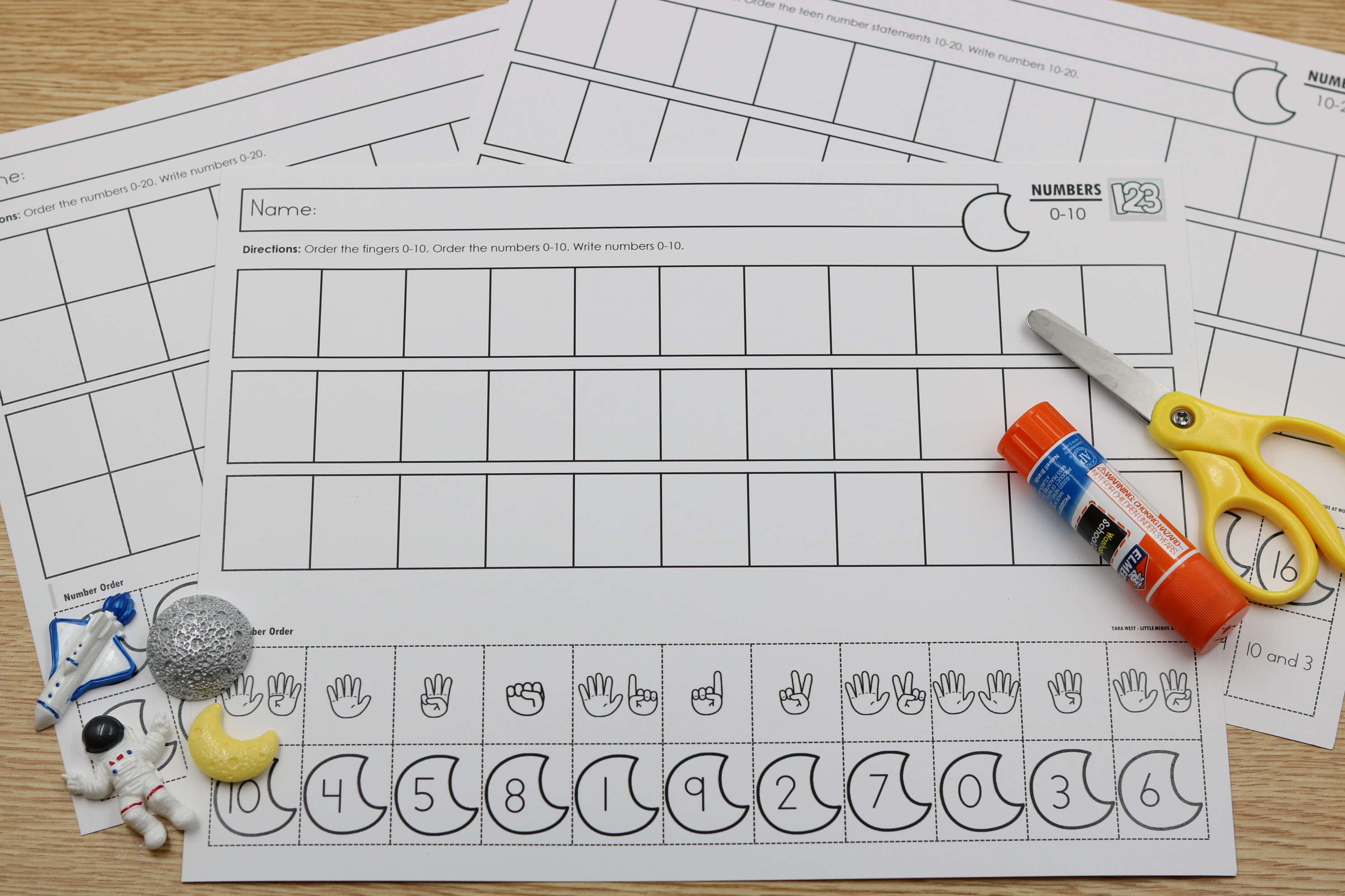 Free math number sense space themed printables