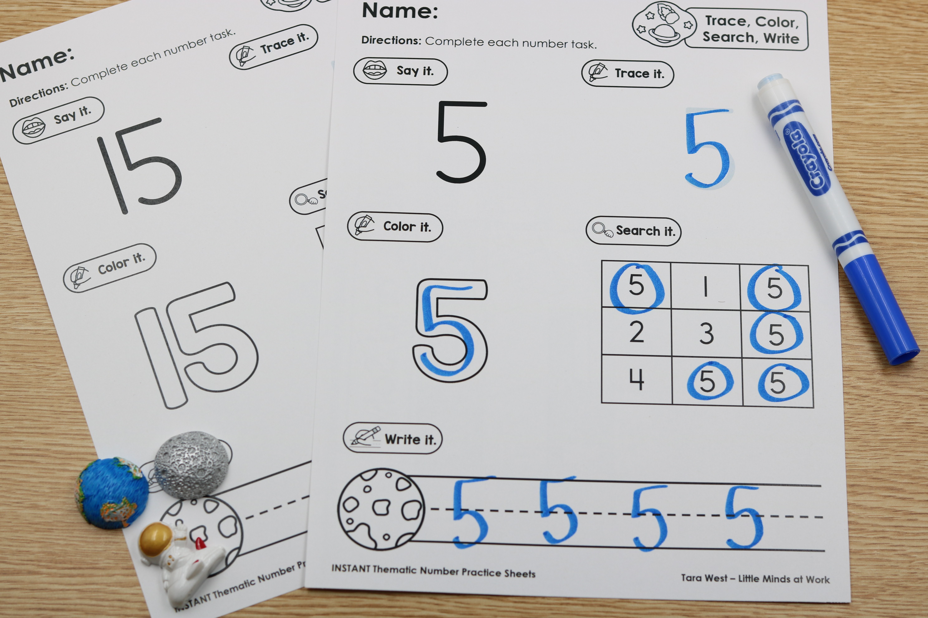 Free math number sense printables space theme