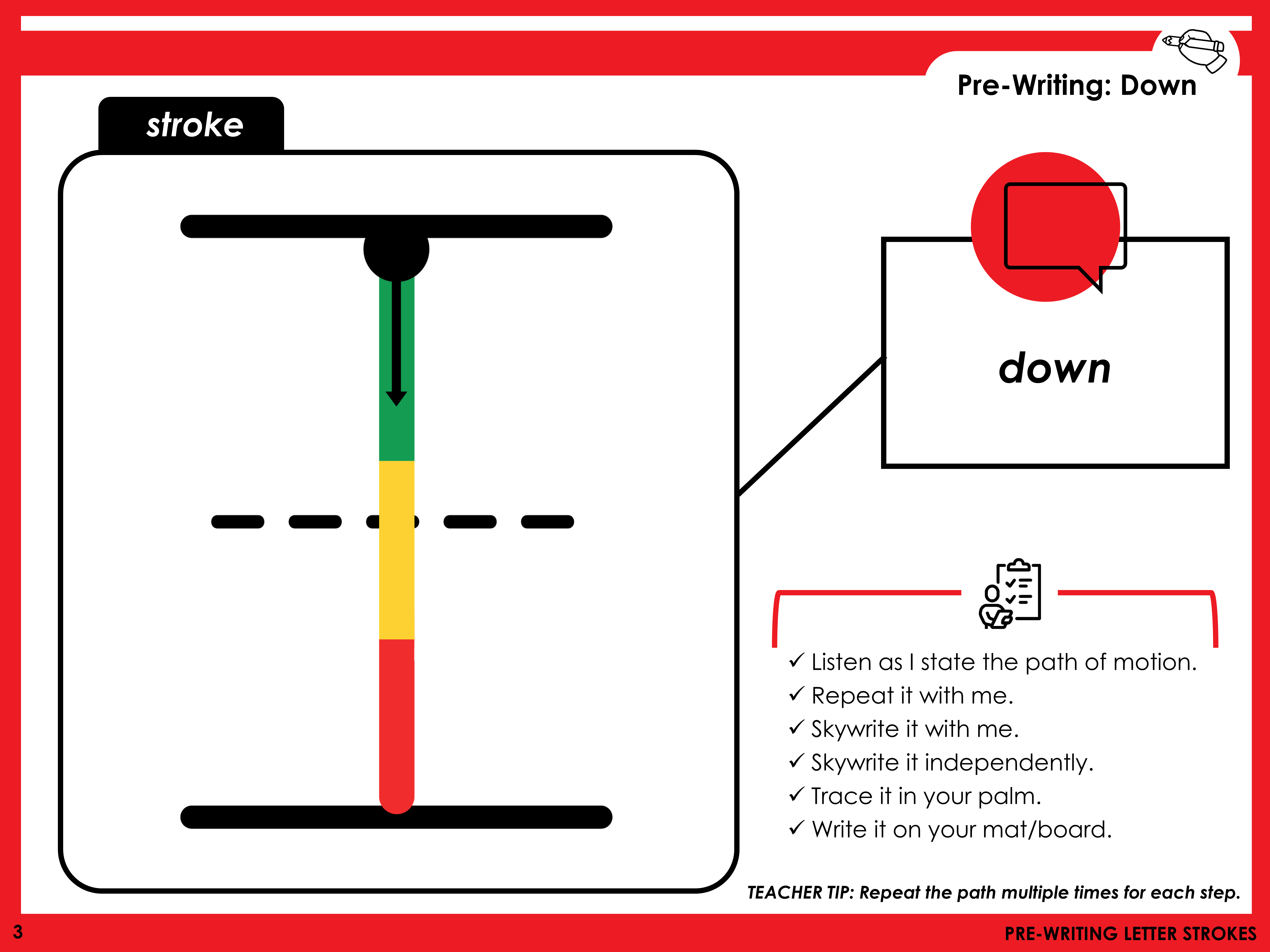 free back to school pre-writing letter strokes digital slides