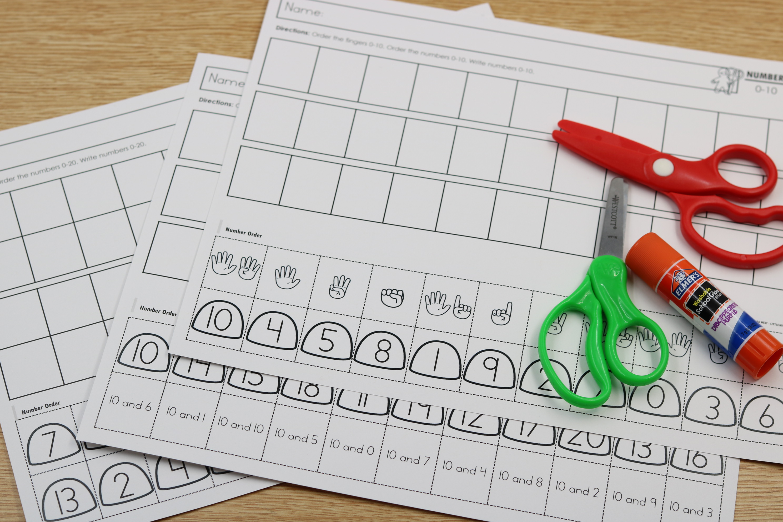 Free December gumdrop number ordering worksheets for numbers 1–20
