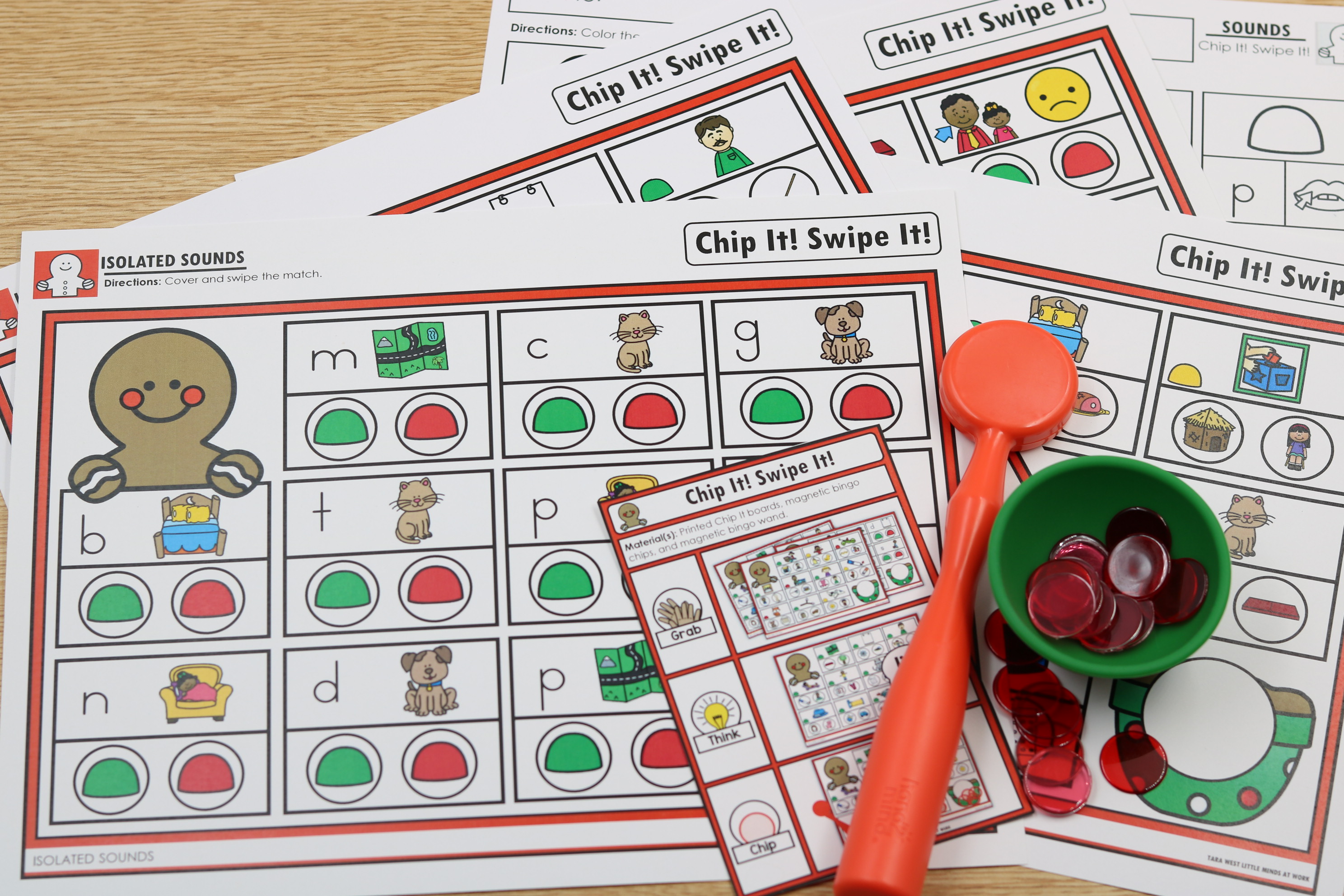Free December gingerbread Chip It! Swipe It! math mats with magnetic chips