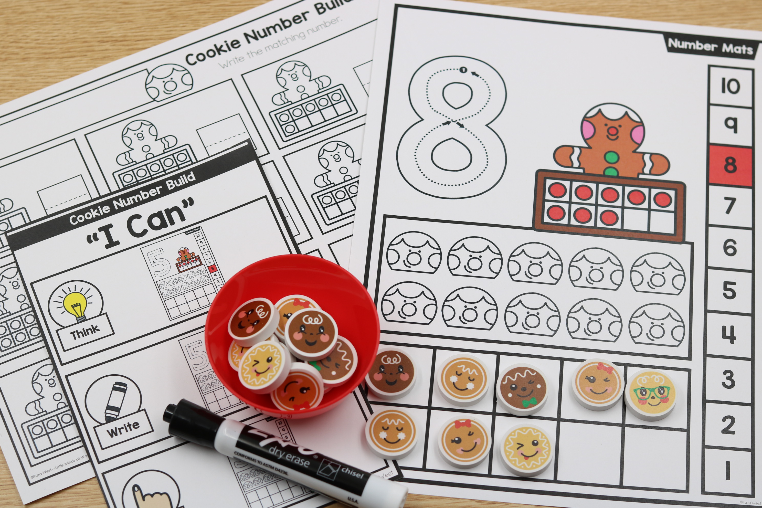 December gingerbread math build-it mats freebie