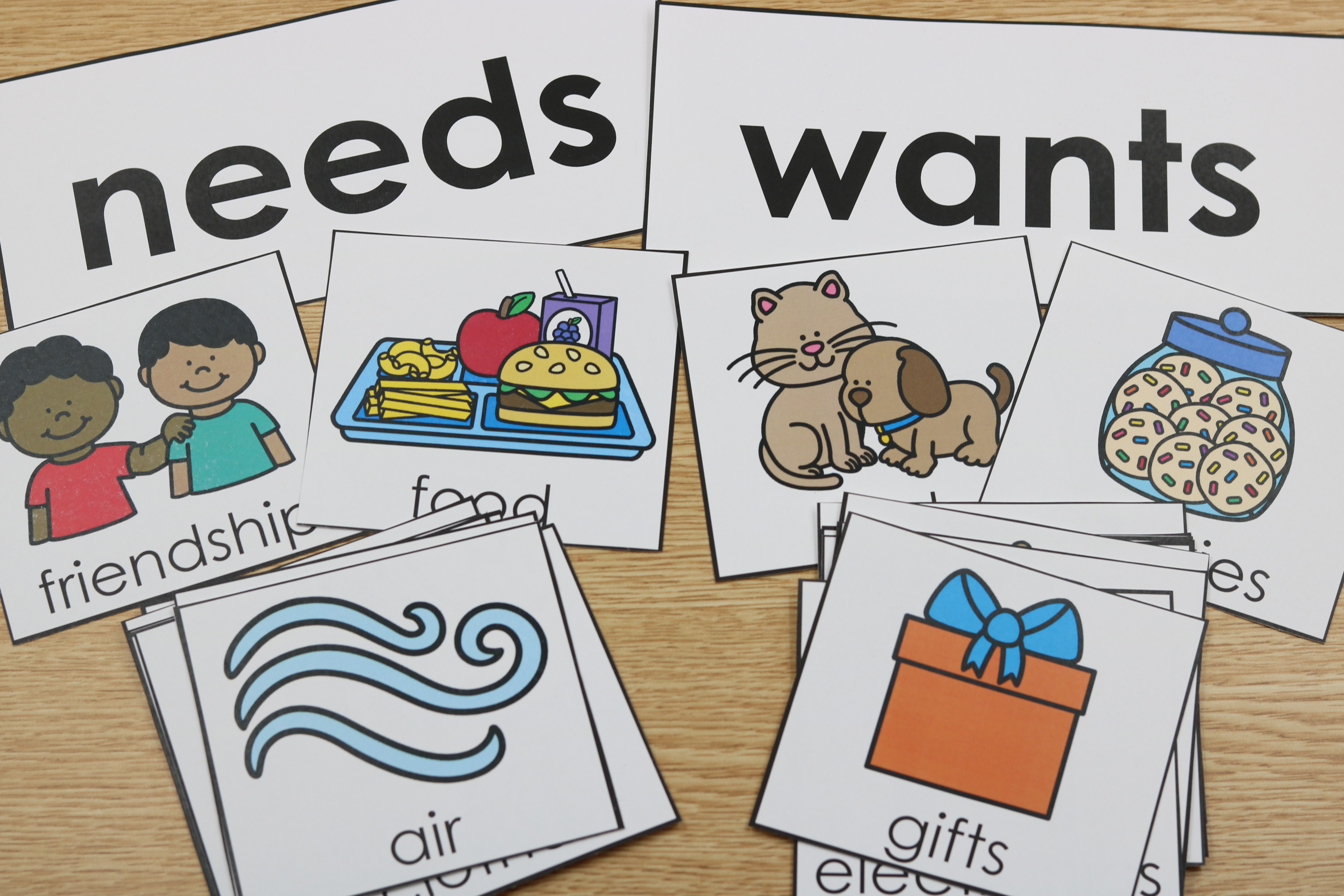 Needs vs wants sorting cards printable free download