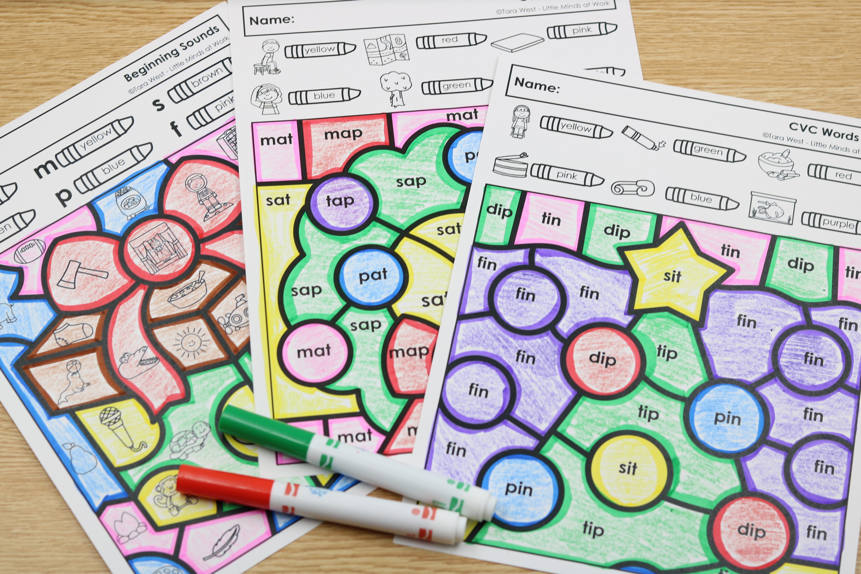 December phonics color-by-code worksheets freebie