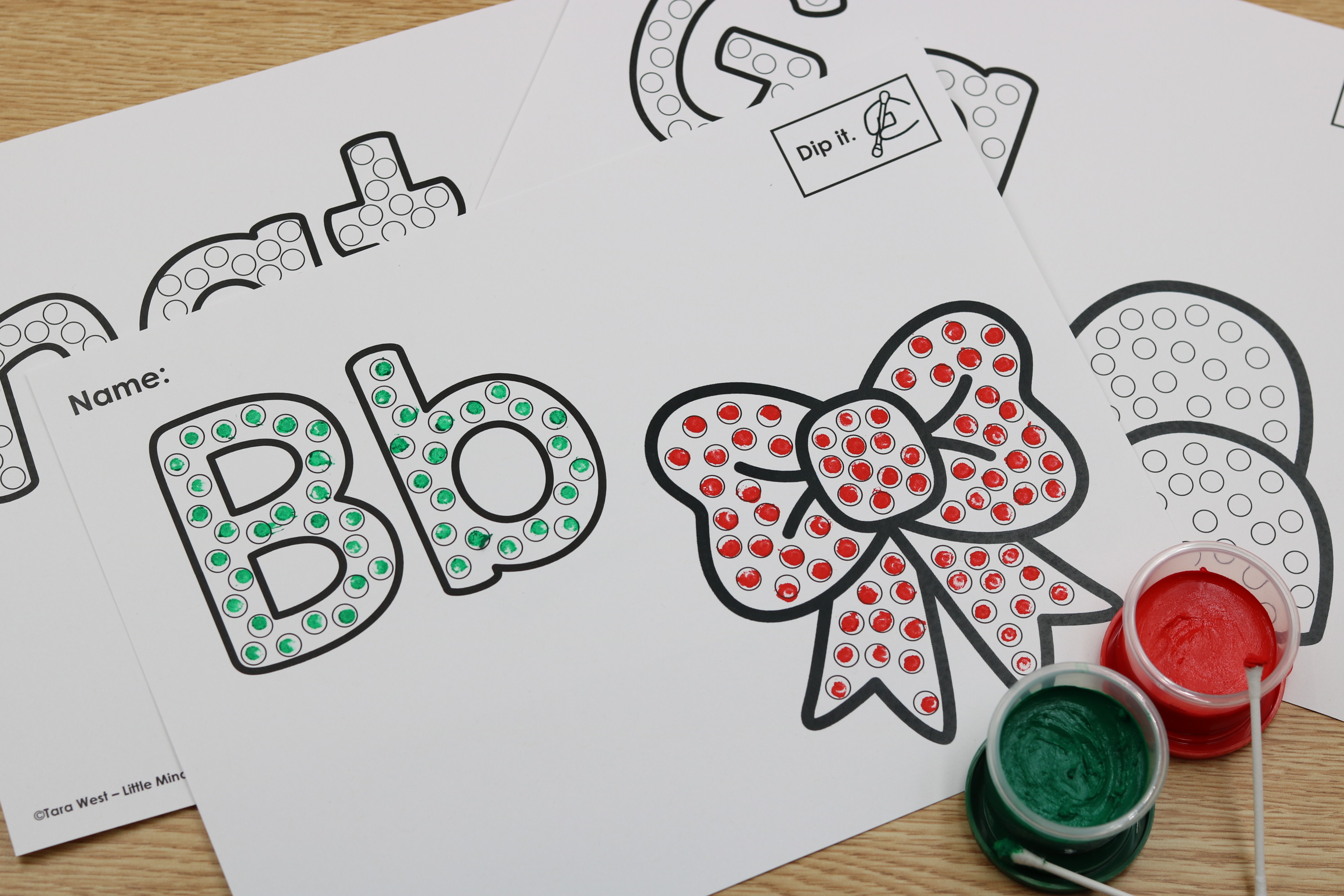 December Q-Tip dip fine motor pages freebie for kids