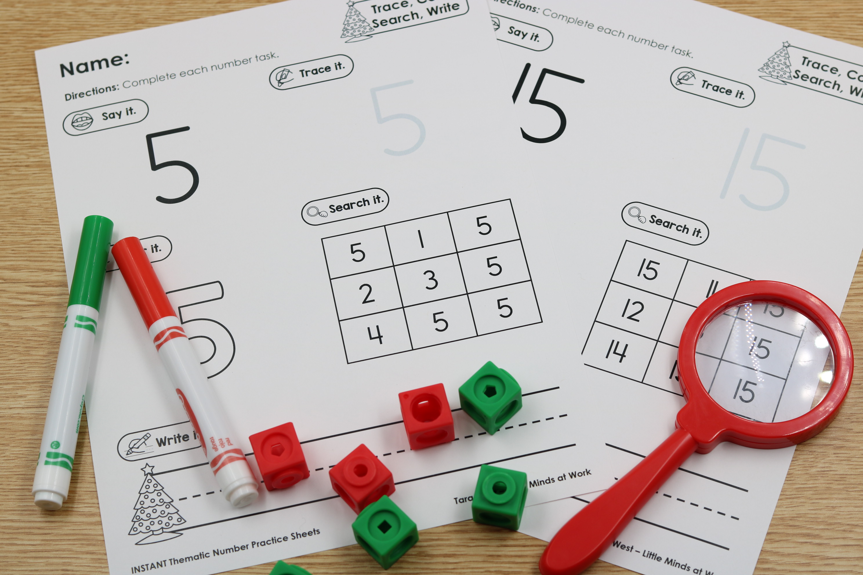December number worksheets freebie for early learners