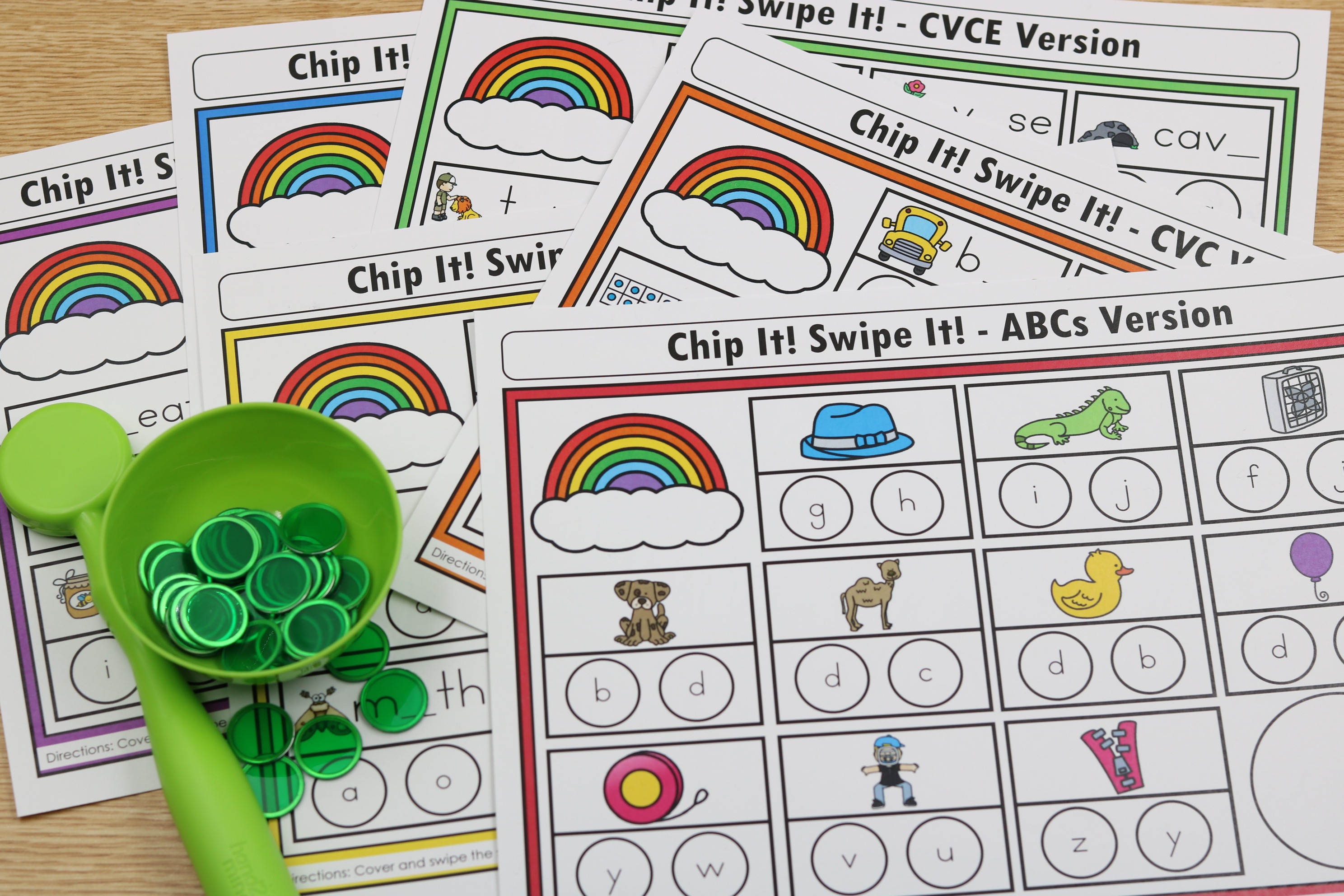 March phonics chip and swipe mats rainbow theme