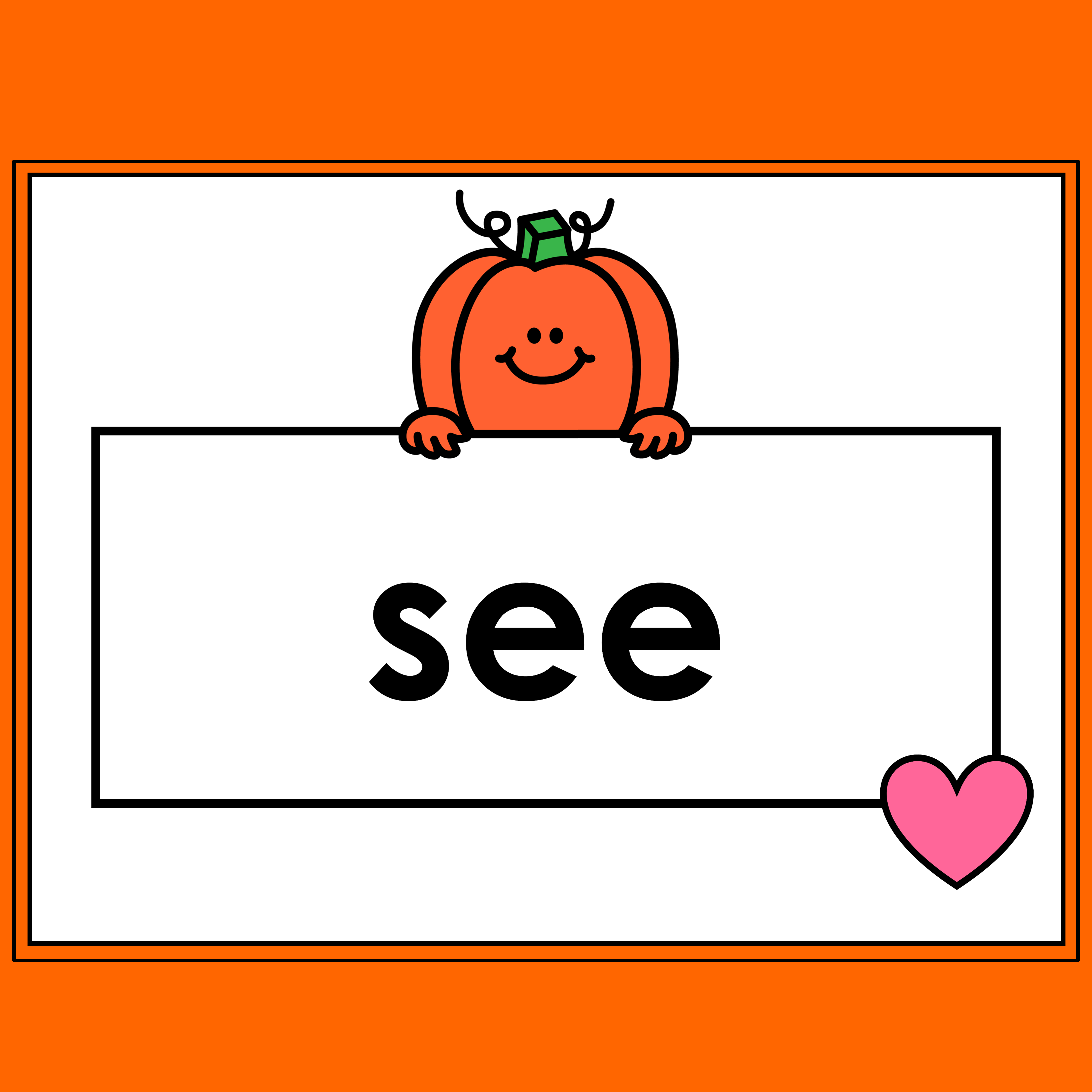 Free October high-frequency words slides with heart word markings