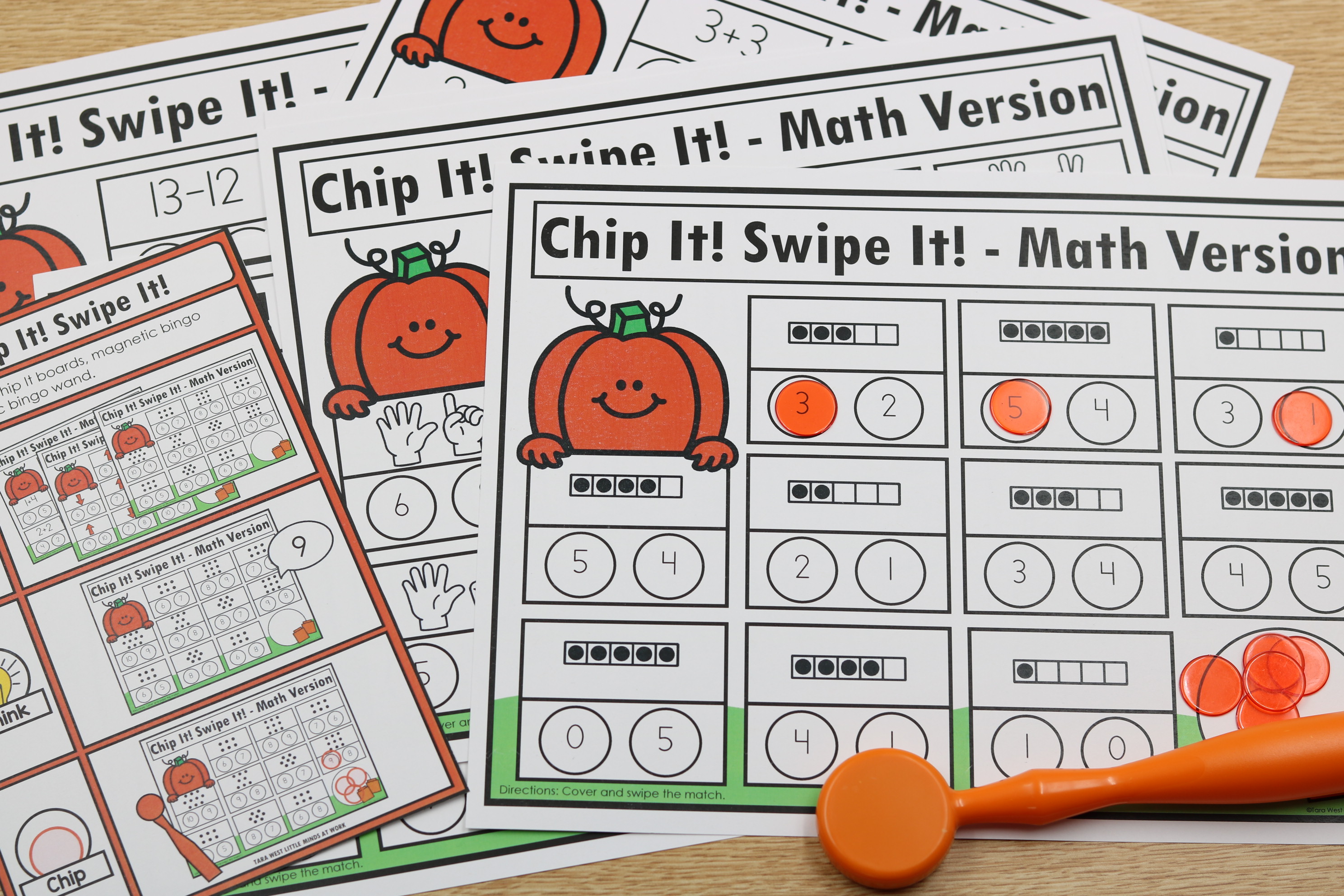 Free October math chip and swipe center for subitizing and number work