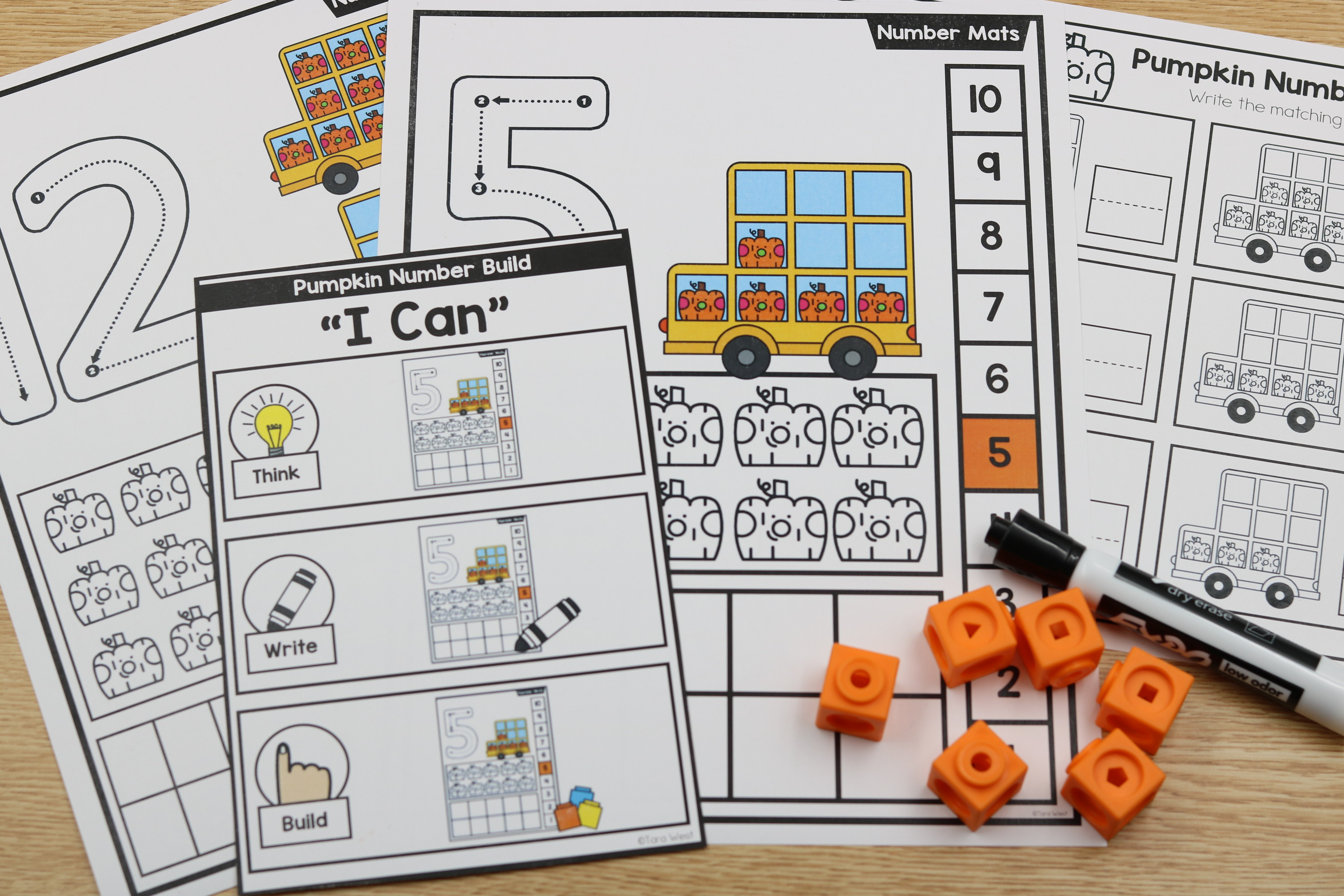 Free October pumpkin math center for building numbers 1–20