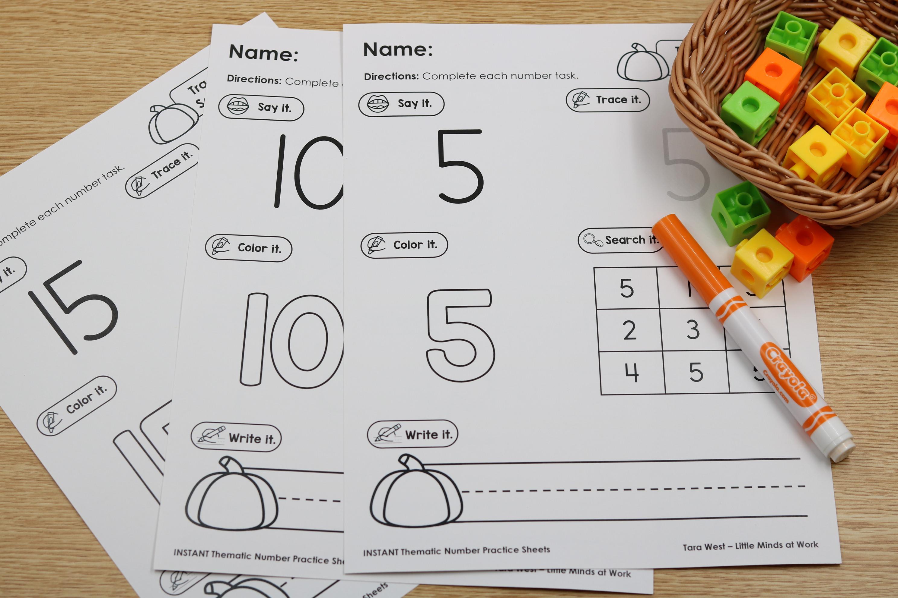Free October number practice worksheet for tracing and coloring numbers 0–20
