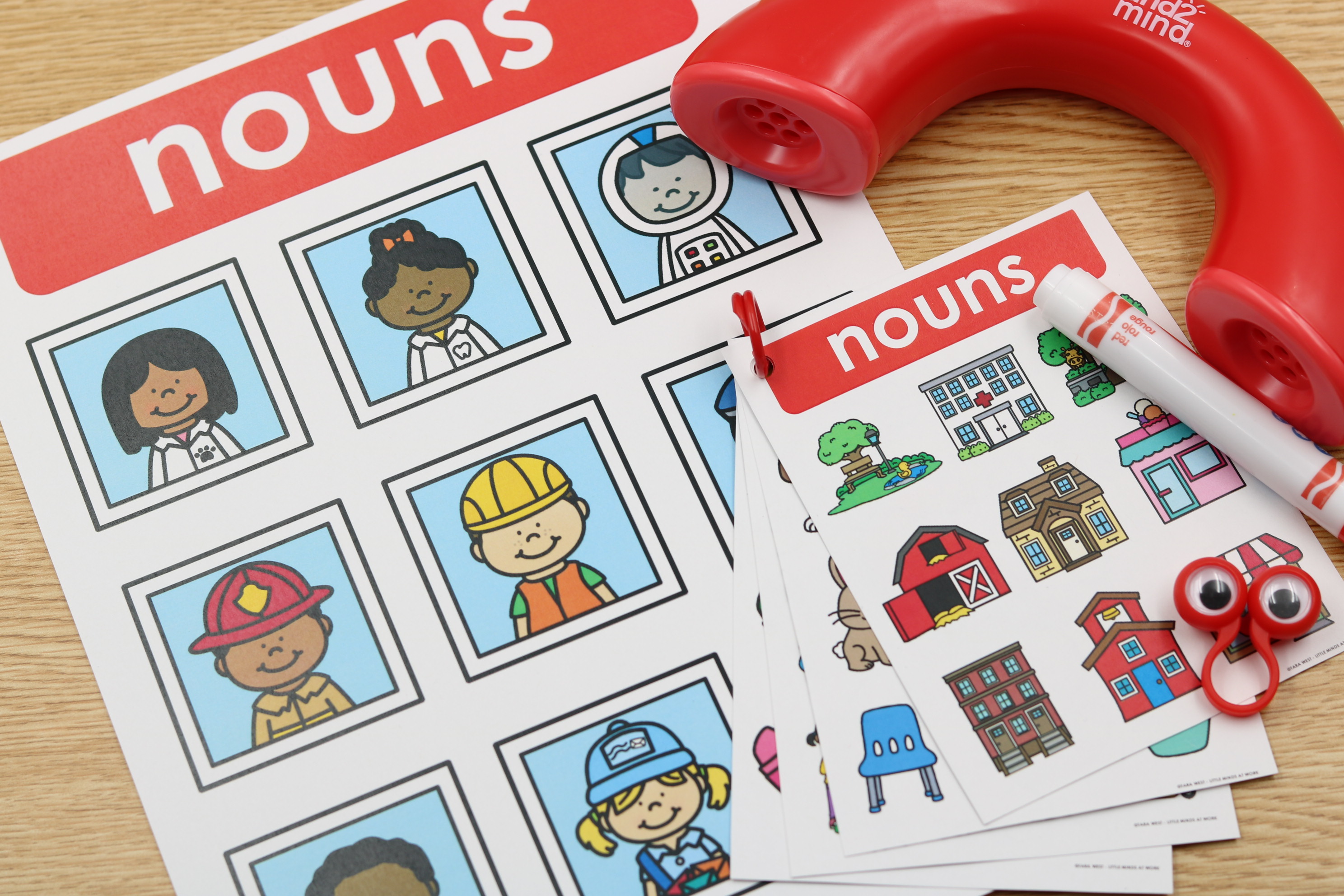 Noun poster with image-based examples for early learners