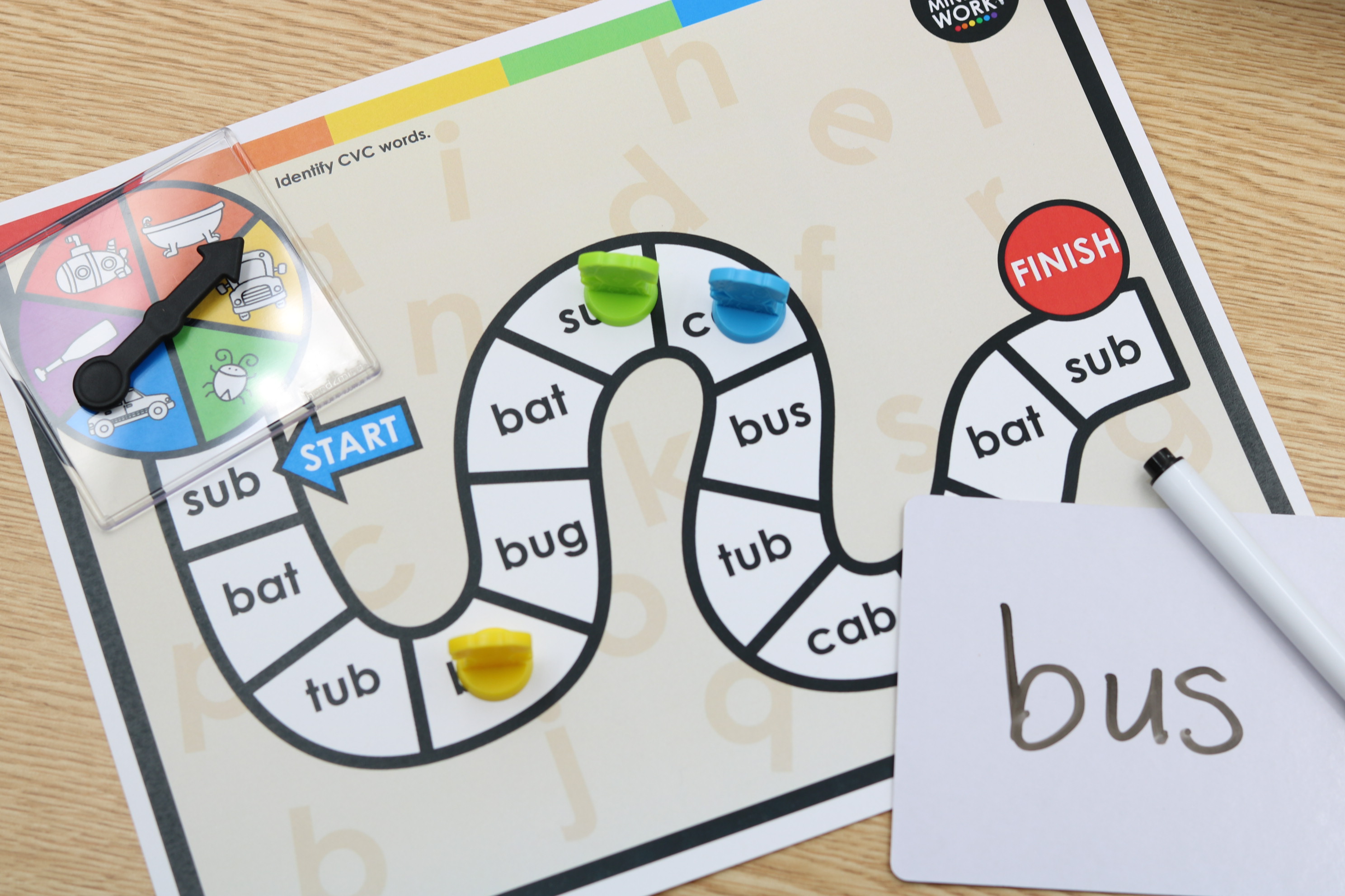 Free CVC phonics gameboards for decoding practice