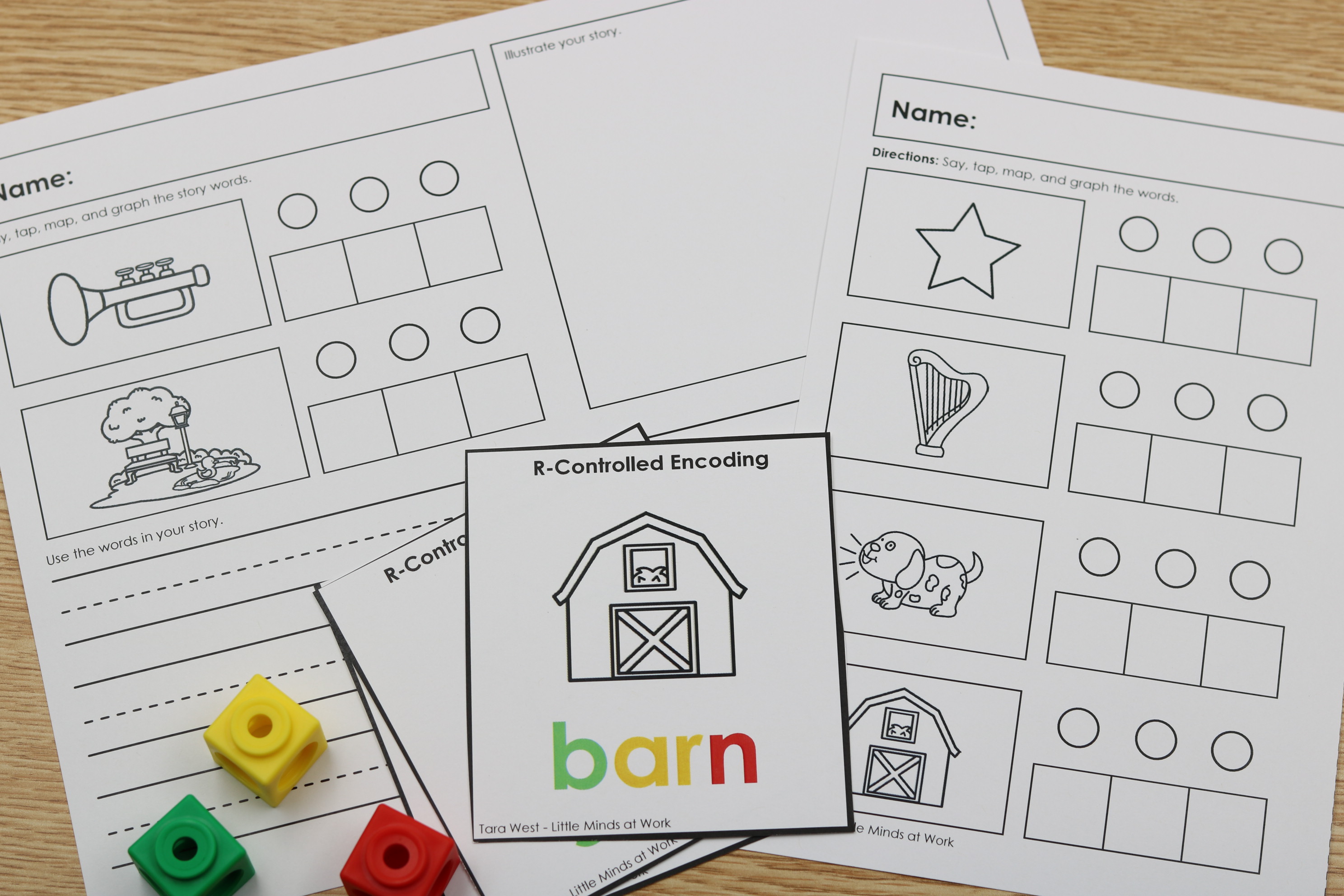 CCVC and r-controlled encoding worksheets for phonics instruction