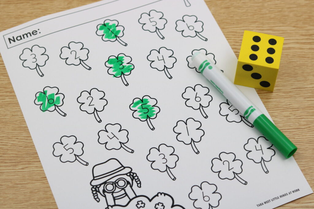 March roll and cover numbers 1–6 printable