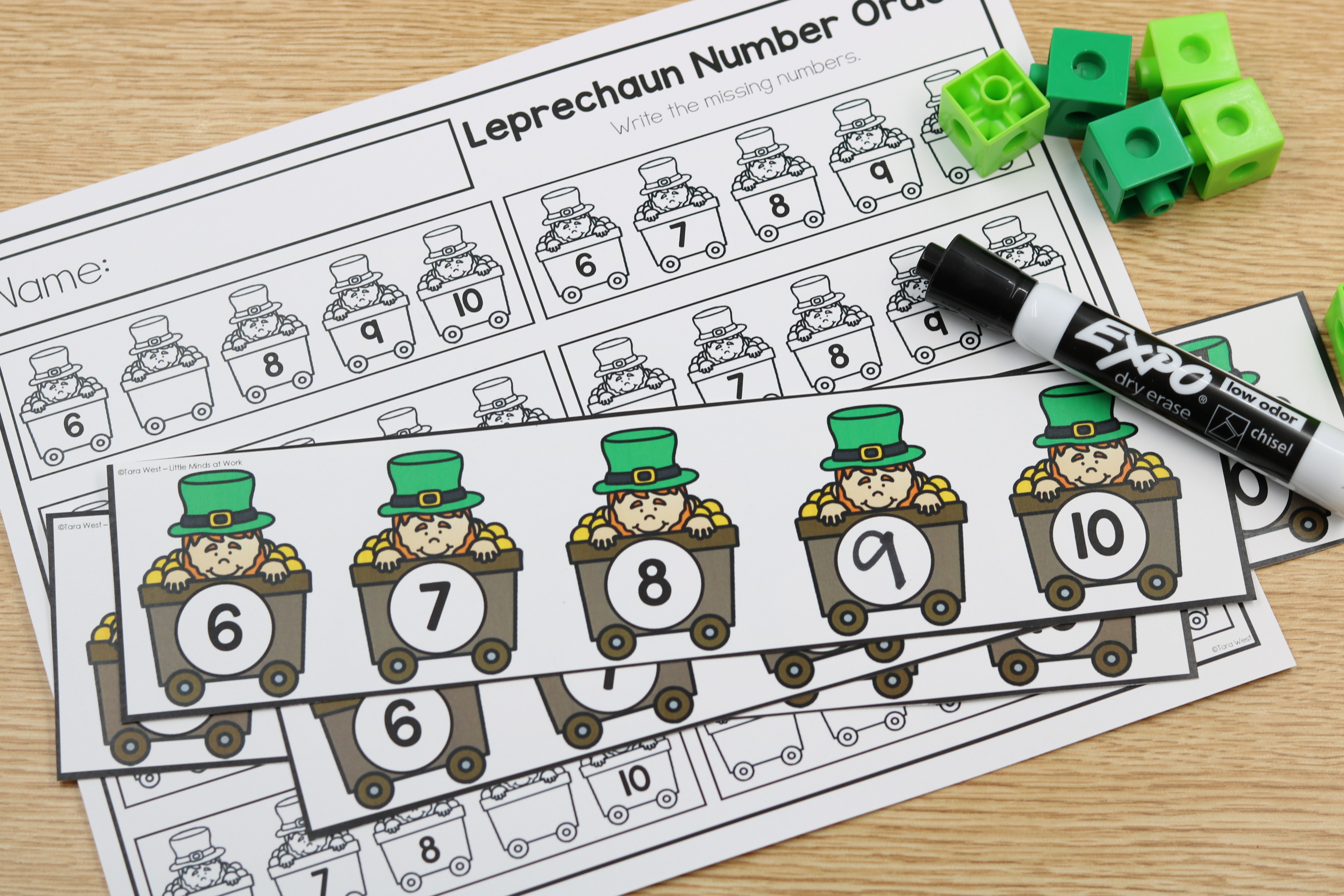 March St Patrick’s Day math centers numbers to 20