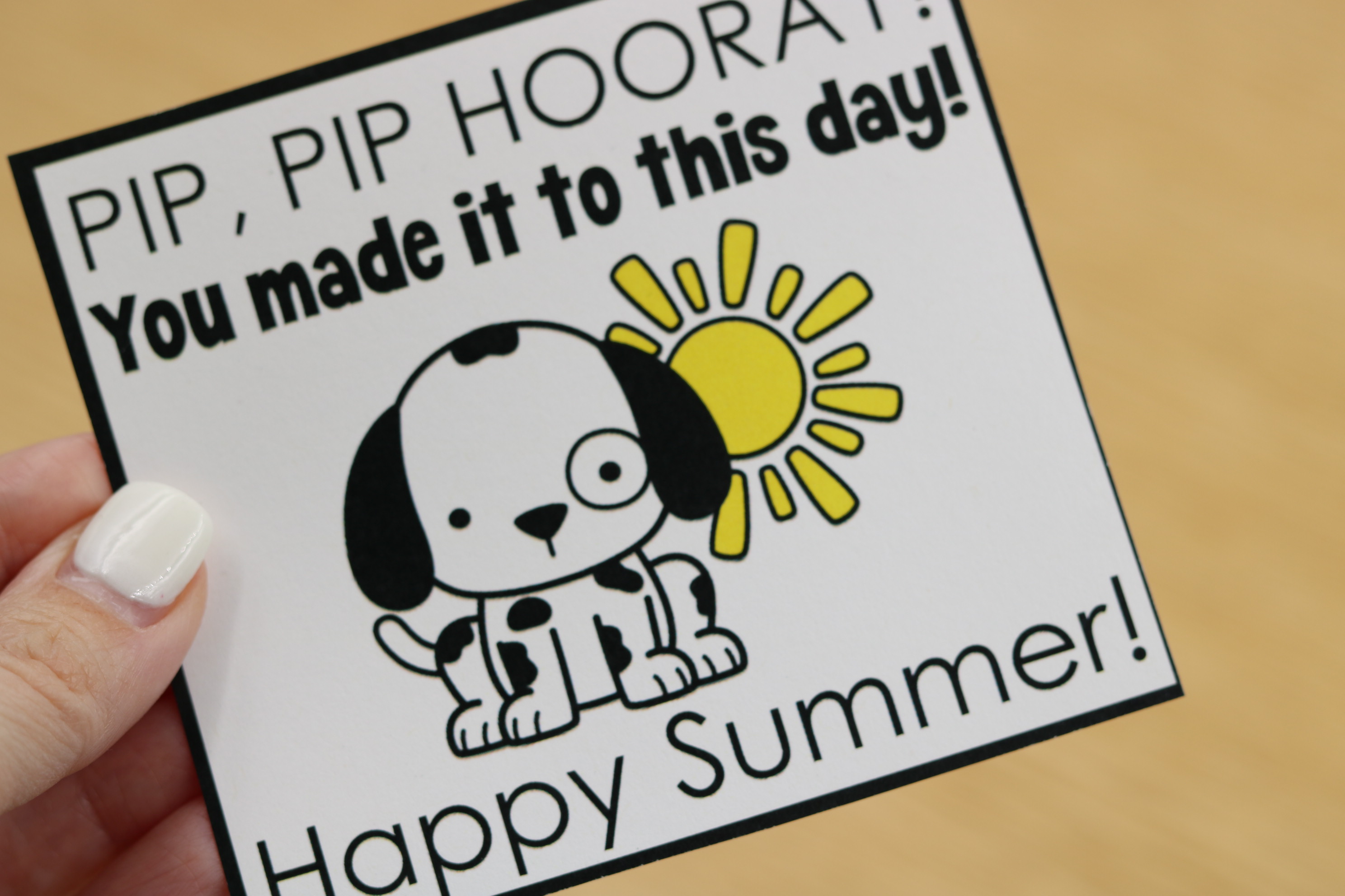 May end of year tags freebie Pip the Pup summer gift tags printable