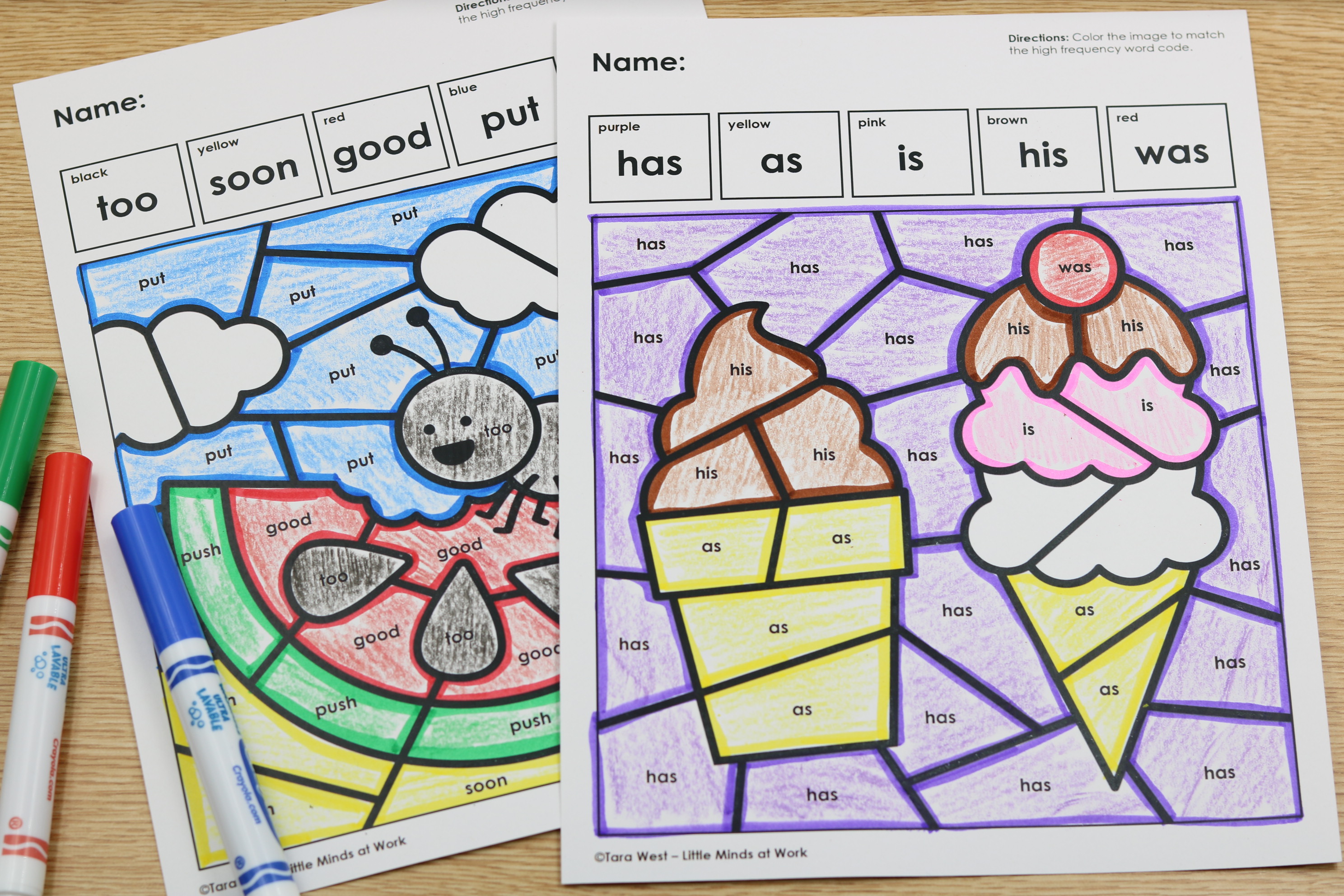 May high frequency words freebie color by code printables phonics