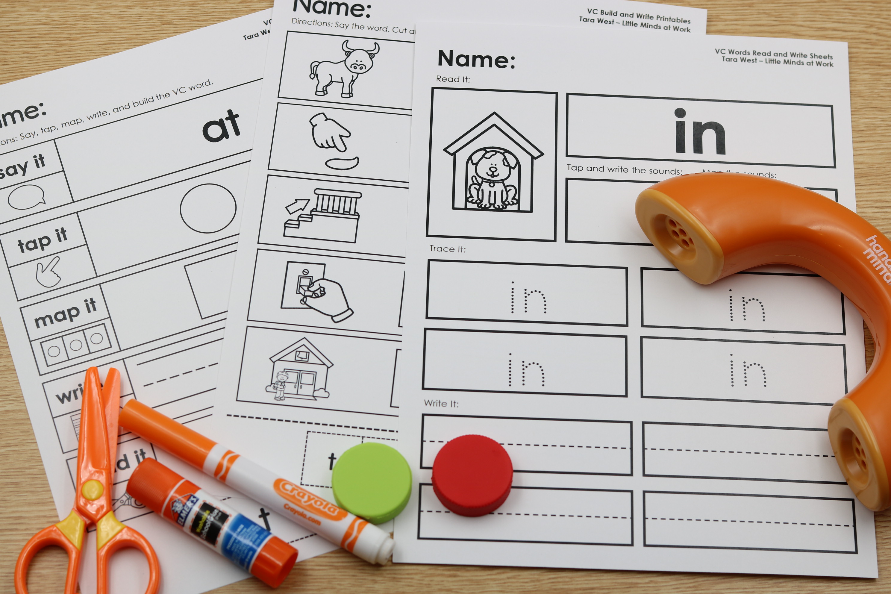 free VC word printables for beginning readers
