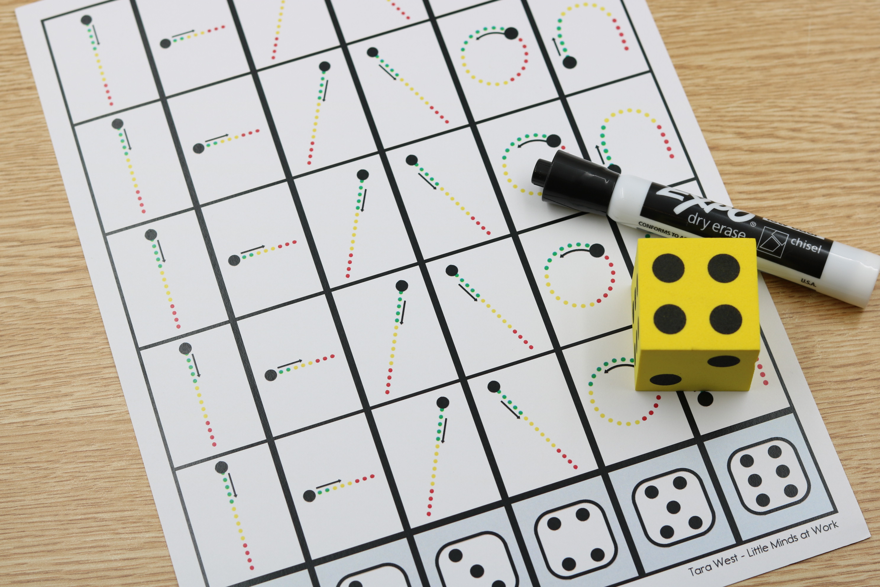 free pre-writing strokes roll and trace printable for preschool and kindergarten